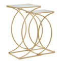Table téléphonique avec structure en fer et verre doré pour intérieur, lot de 2