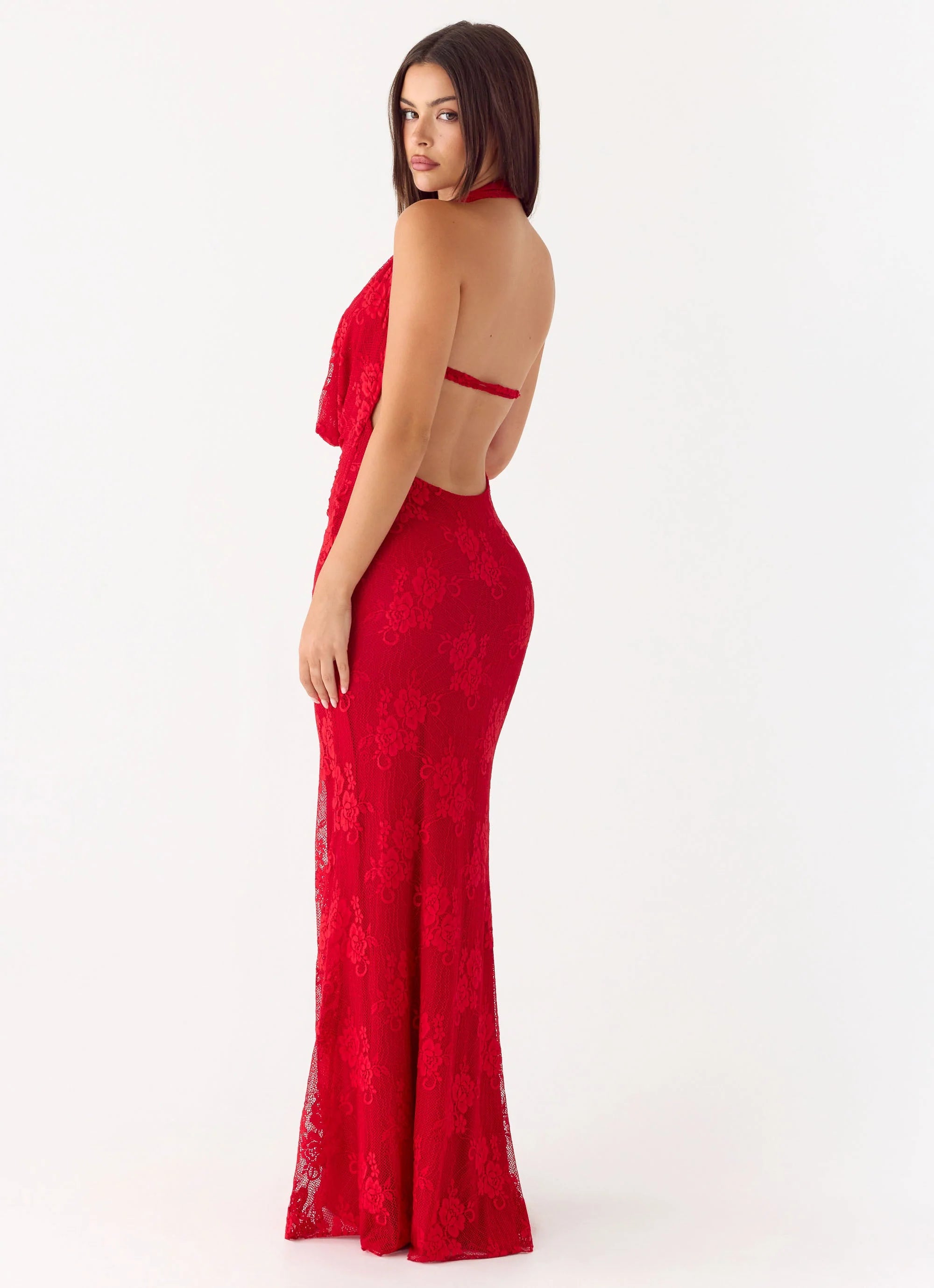 Mitchella Lace Maxi Dress - Red