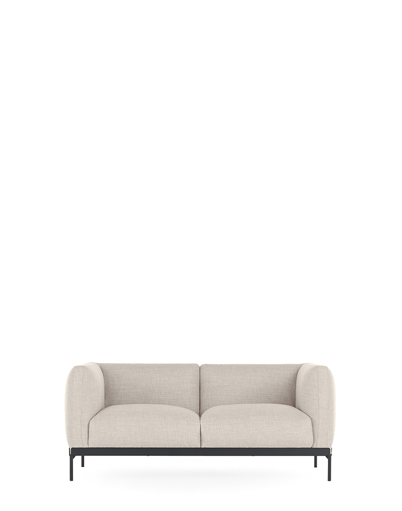 Painted steel
Fabric upholstered polyurethane 
2 seater sofa
Panamino fabric
