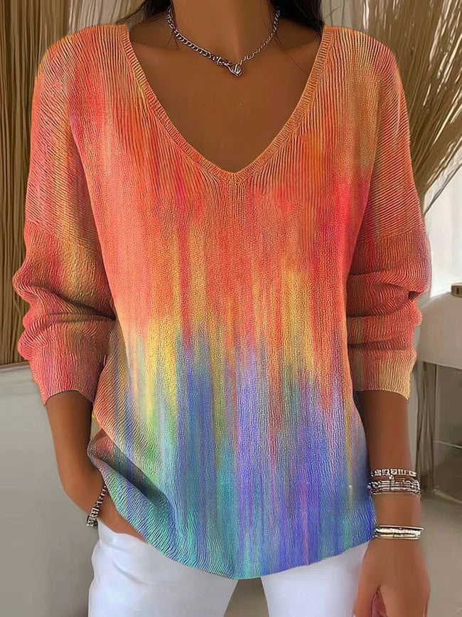 Lèa – Pull coloré avec col en V