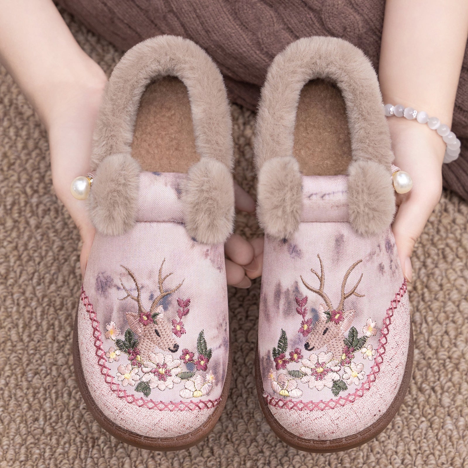 Alece - Zapatillas Retro De Piel Sintética Con Bordado De Ciervo