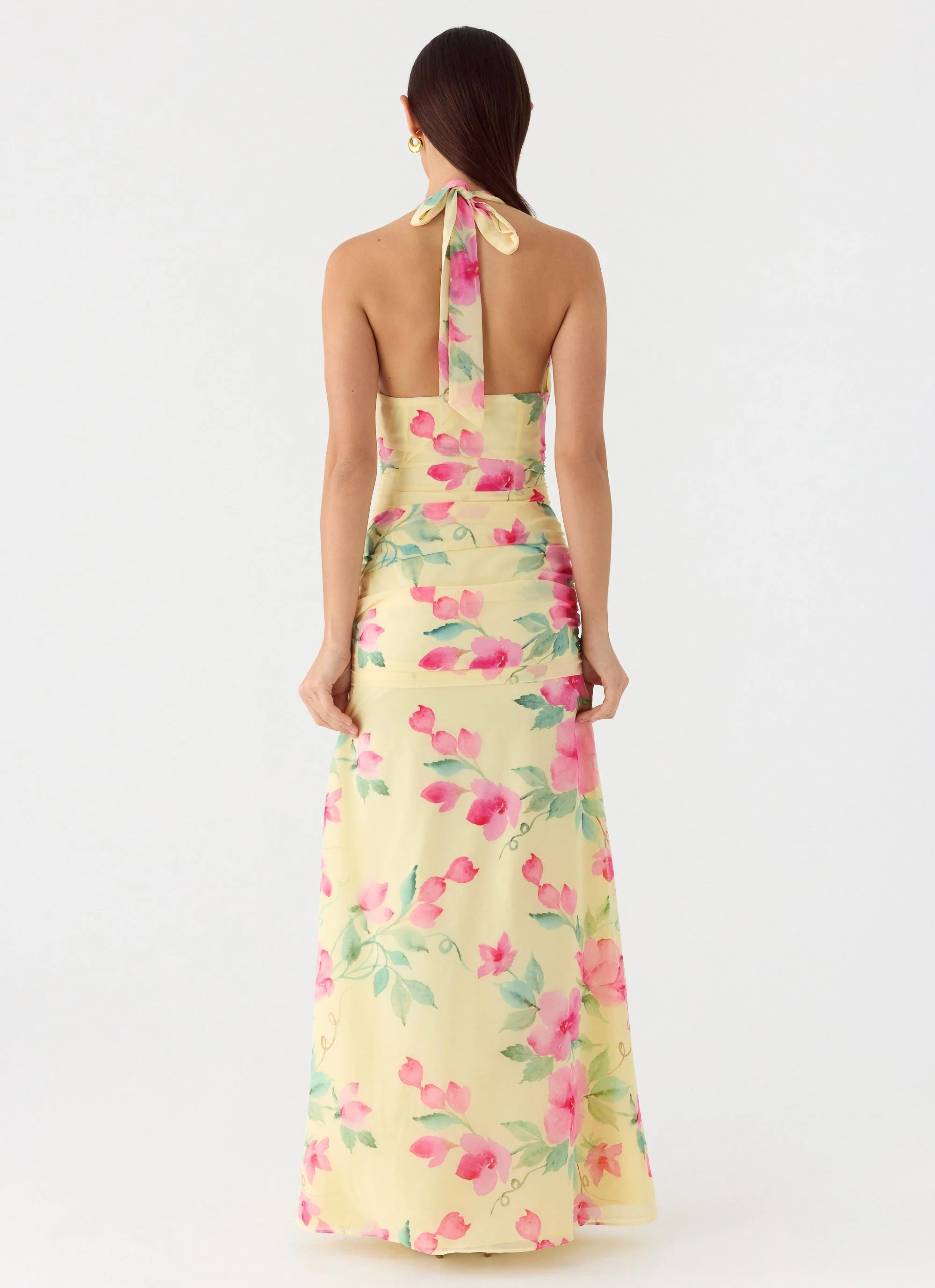 Colada Halter Maxi Dress - Lemon Soleil