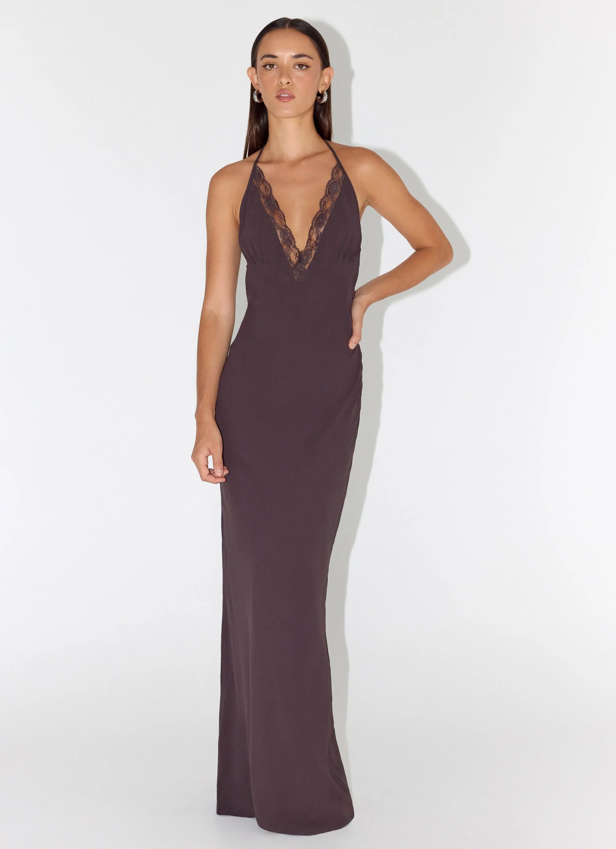 Indya Halter Maxi Dress - Chocolate