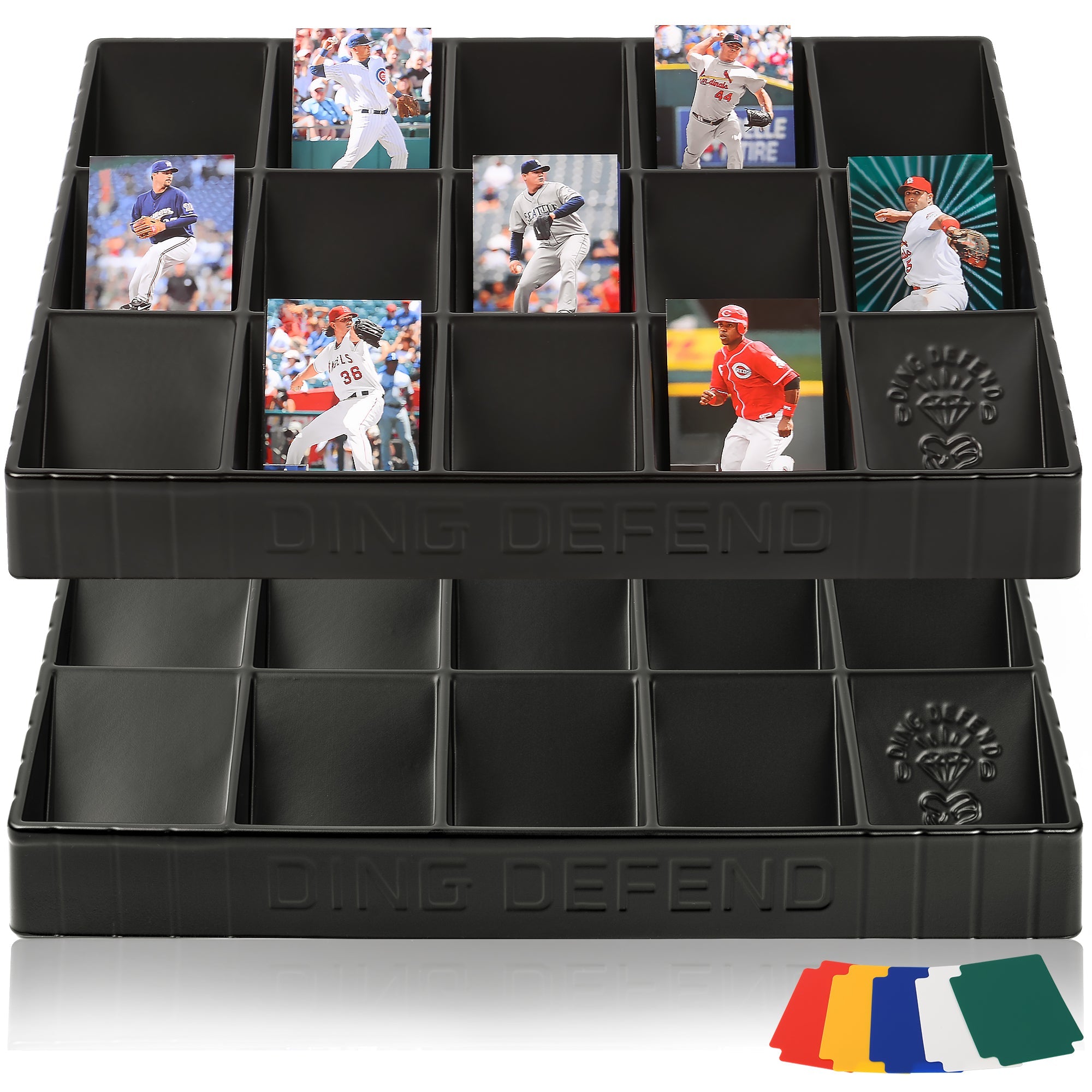 2 Pack Card Sorting Tray - Stackable Trading Card Organizer, 15-Compartment Playing Card Tray - Card Sorter Tray for Organizing Raw Cards, Sleeved Cards or Toploaders– Includes 15 Trading Card Dividers