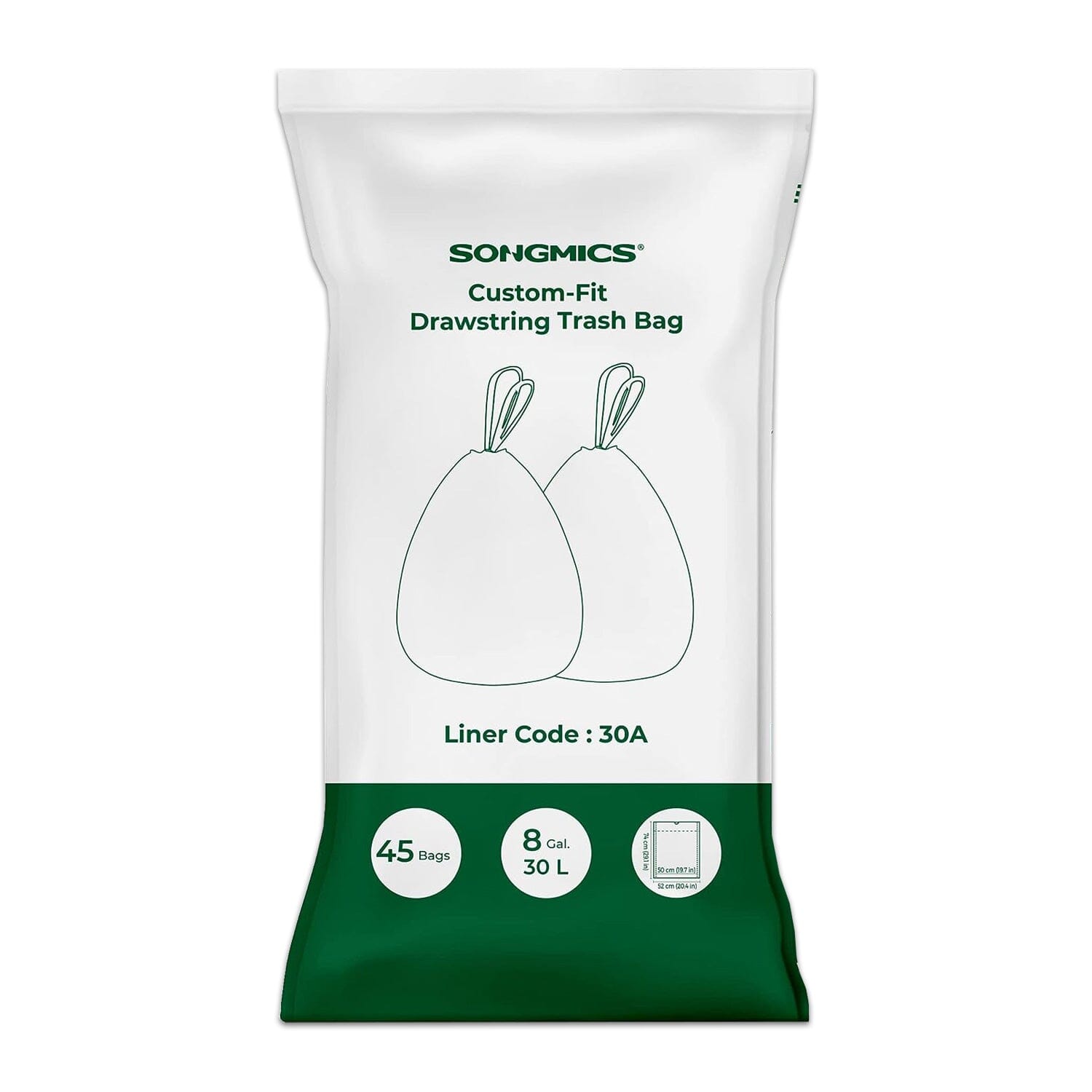 Skraldeposer med snøreluk - 30 L - hvid - 45 poser Skraldeposer Songmics