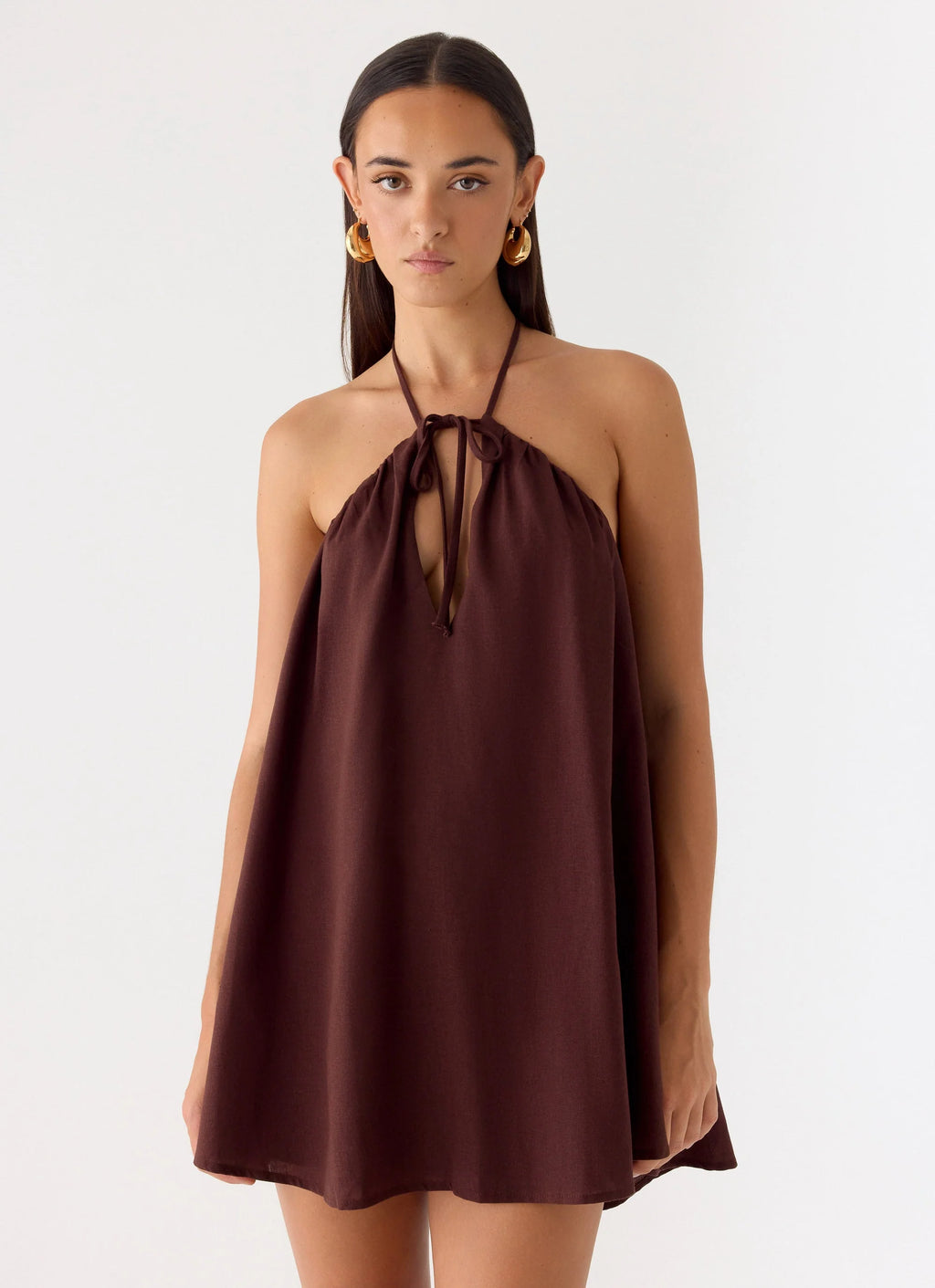 Soft Breeze Mini Dress - Chocolate