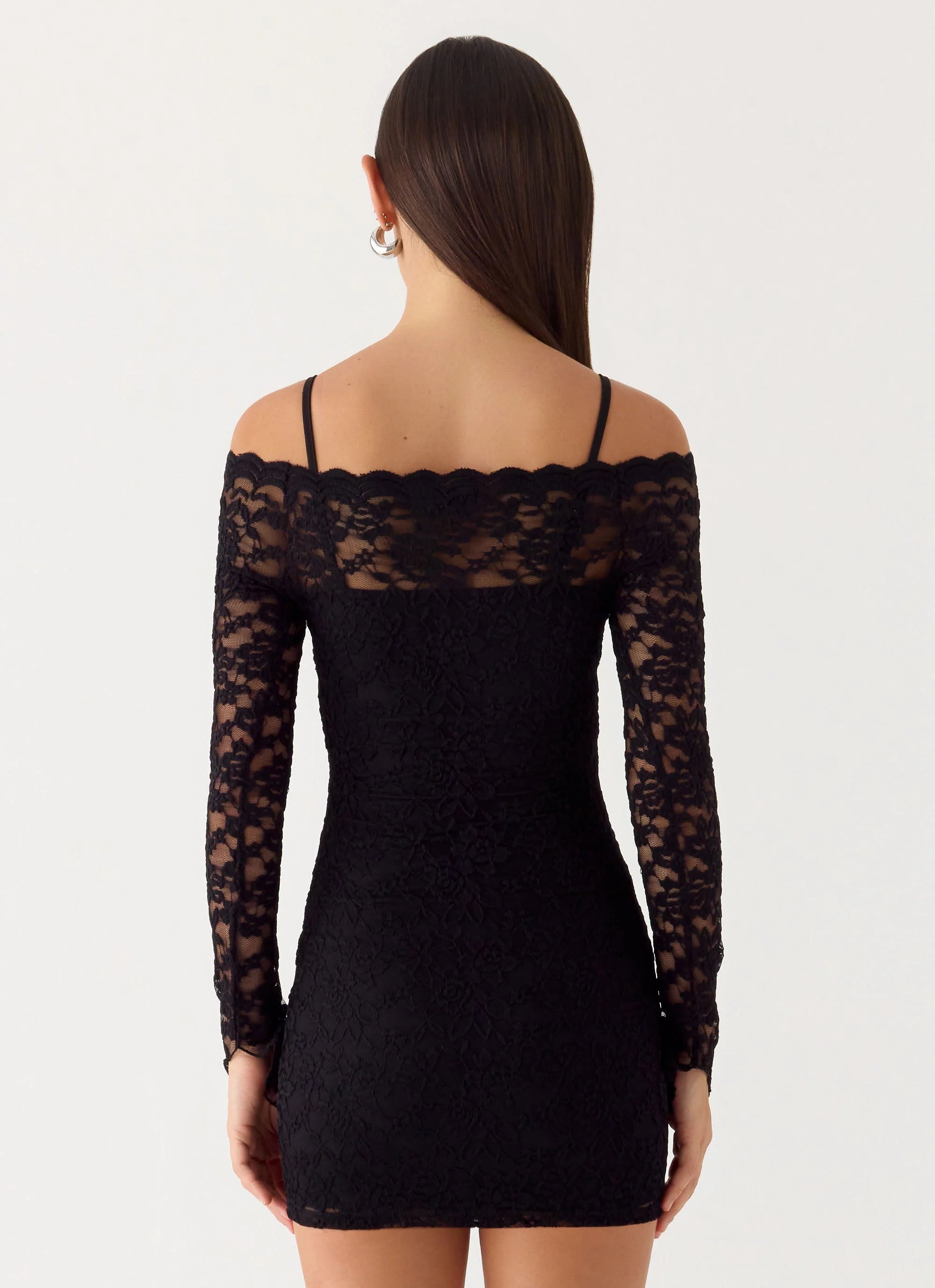 Just This Once Lace Mini Dress - Black