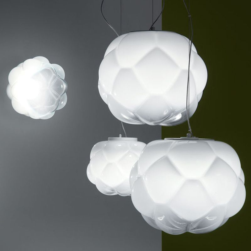 1-Light Modern Unique Geometric  Light, Pendant Lighting with Cloud-Shaped Glass Shade