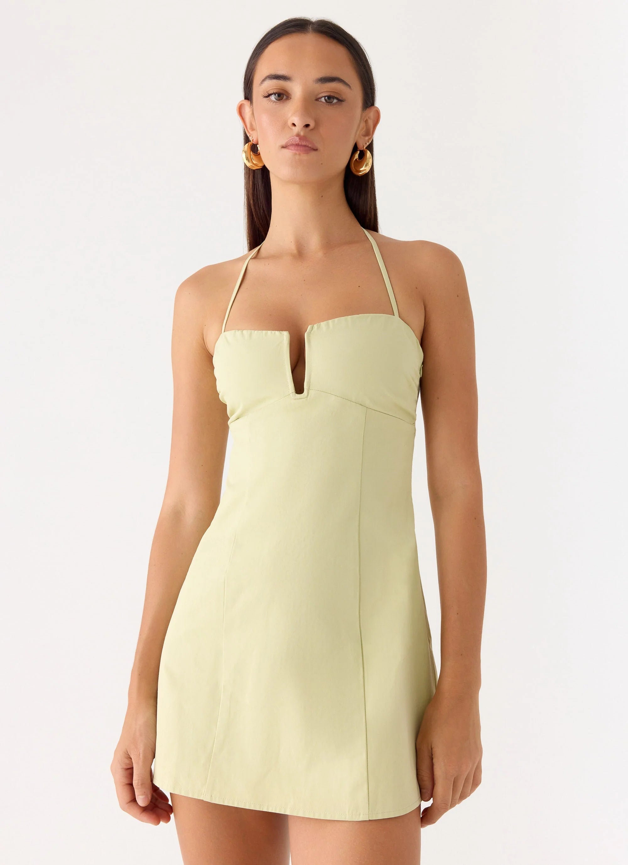 Leah Halter Mini Dress - Sage