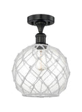 Innovations 616-1F-BK-G122-10RW One Light Semi-Flush Mount, Matte Black
