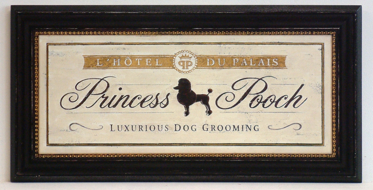 Obraz Szyld hotelowy - Princess Pooch - Decograph z pogrubieniem w ramie 51x26 cm - ErgoPaul