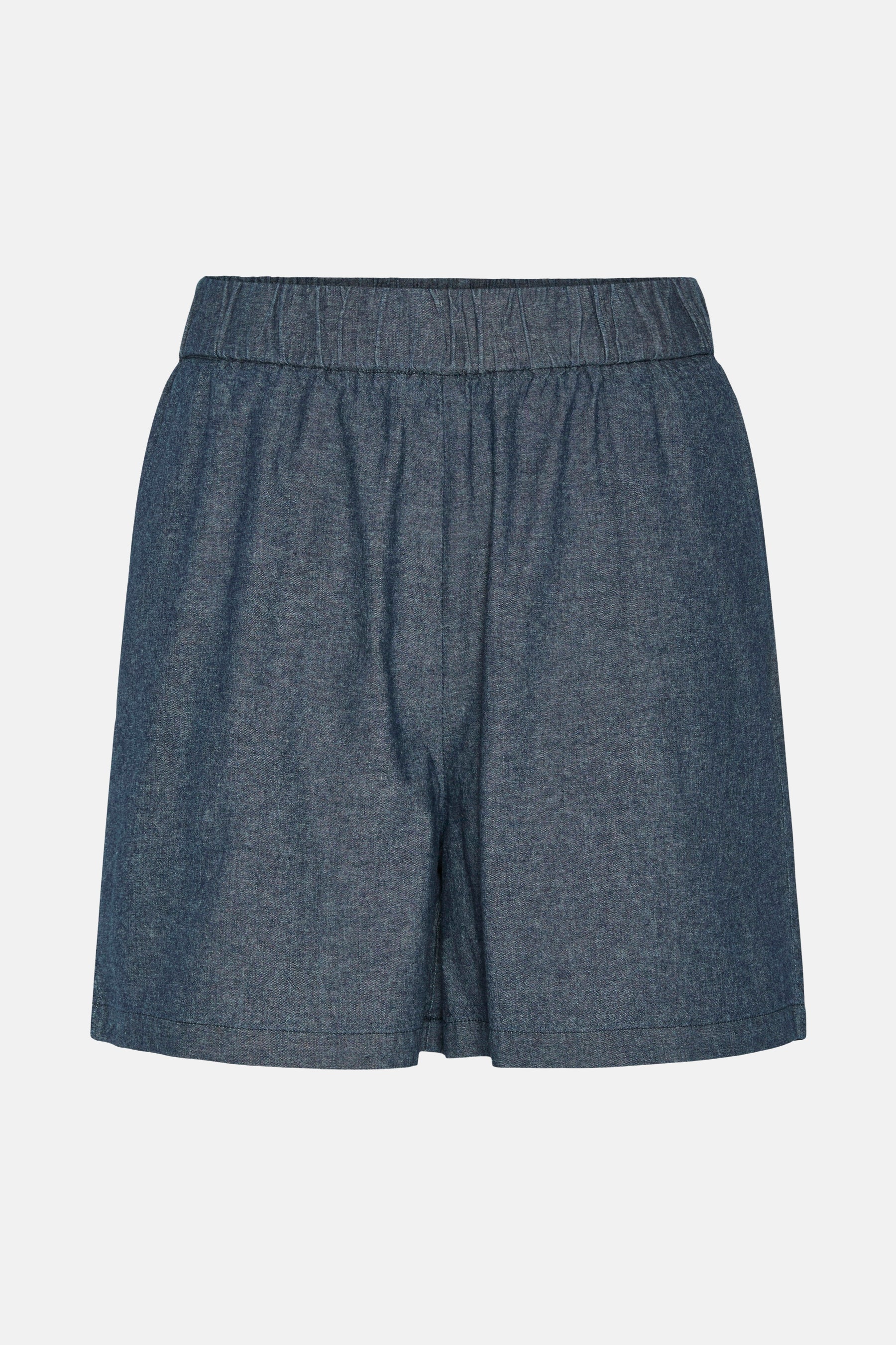 Korte broek van blauw denim van PIECES®, met een elastische tailleband.