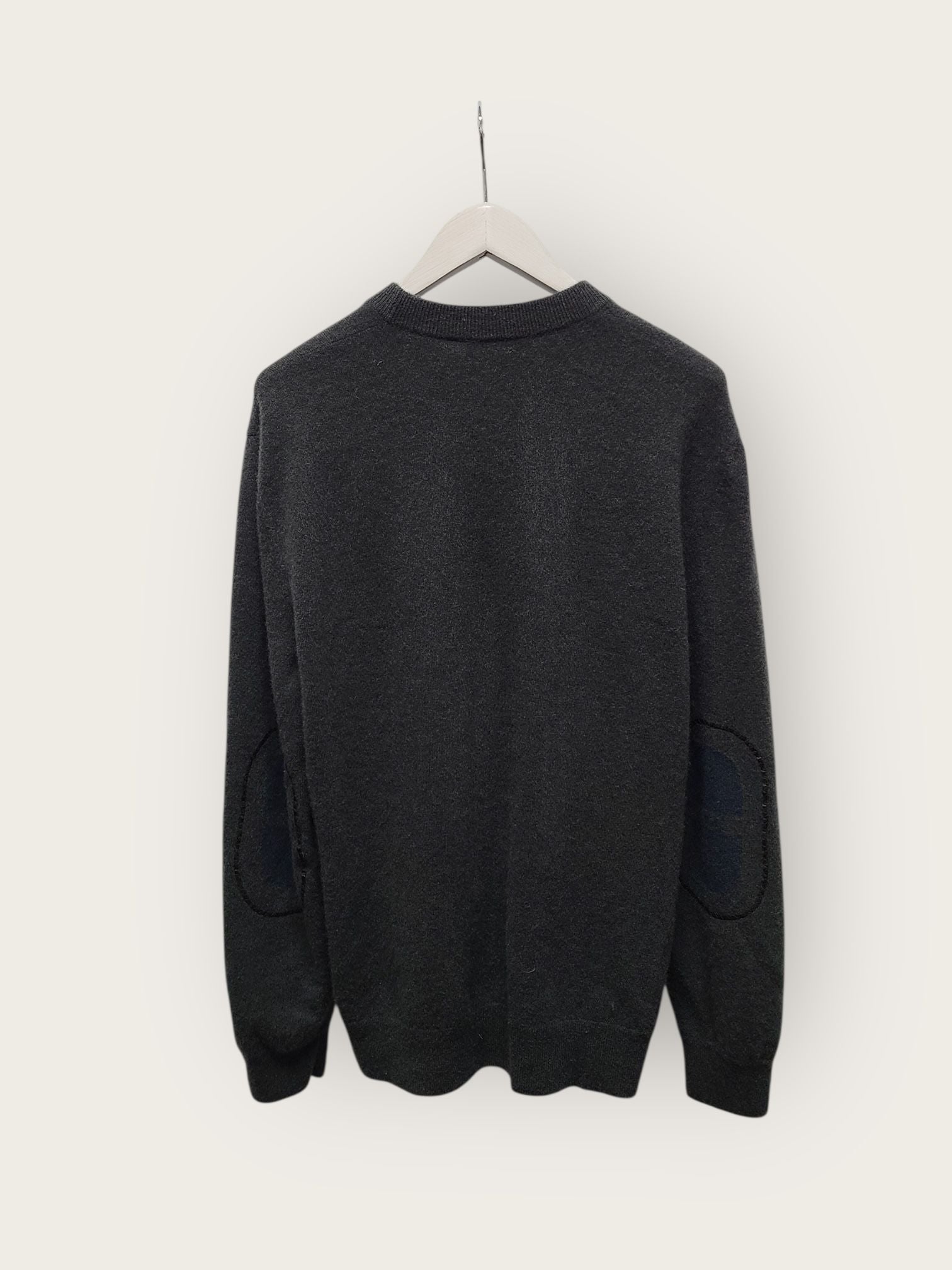 Hermes Charcoal Chandel Elbow Patch Cashmere Knit 149507185