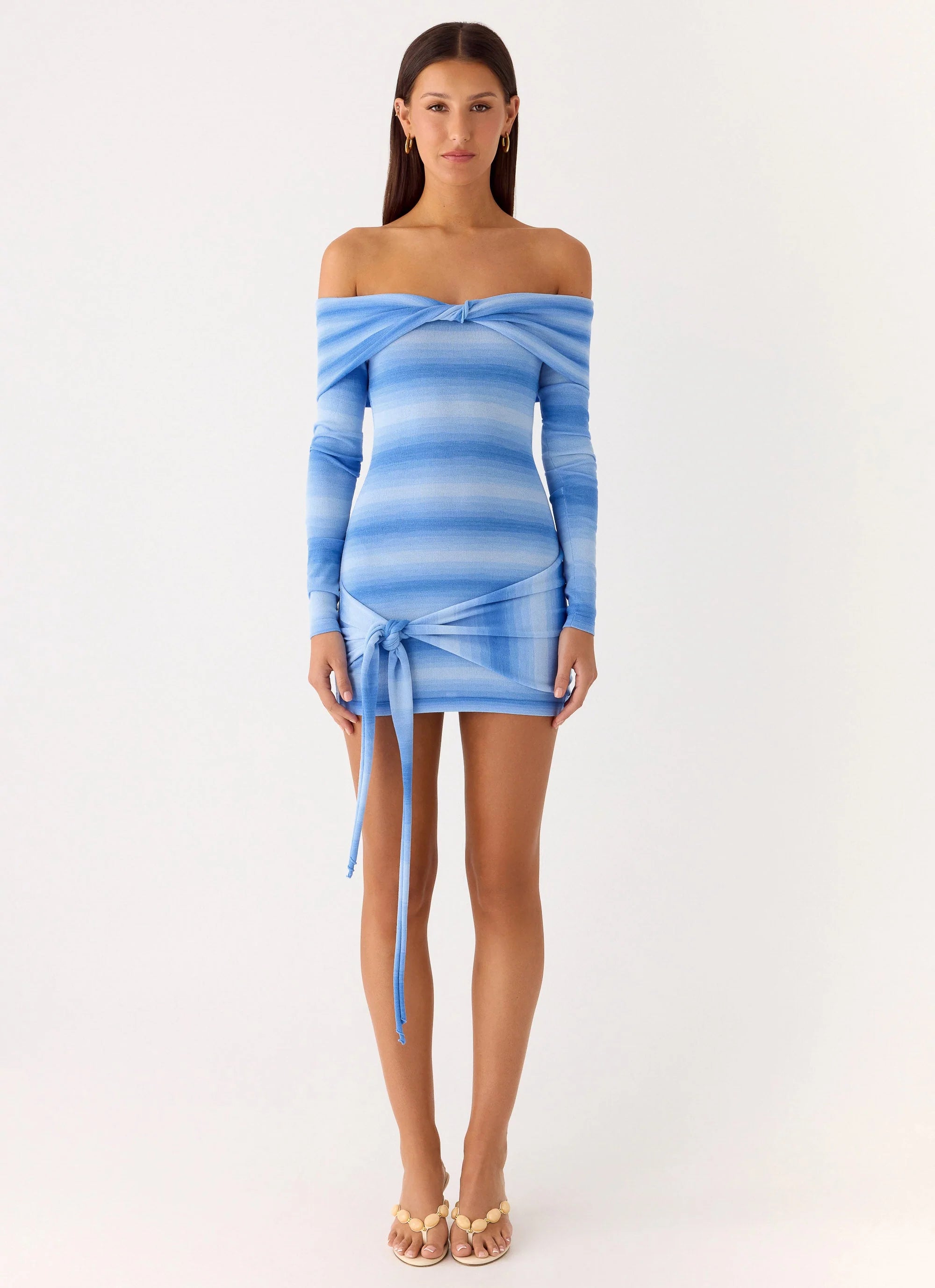 Gomez Bardot Knit Mini Dress - Cerulean