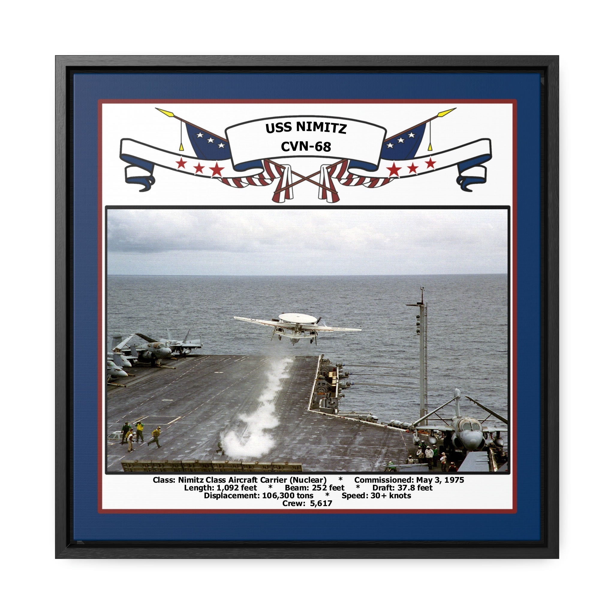 USS Nimitz CVN-68 Navy Floating Frame Photo Front View