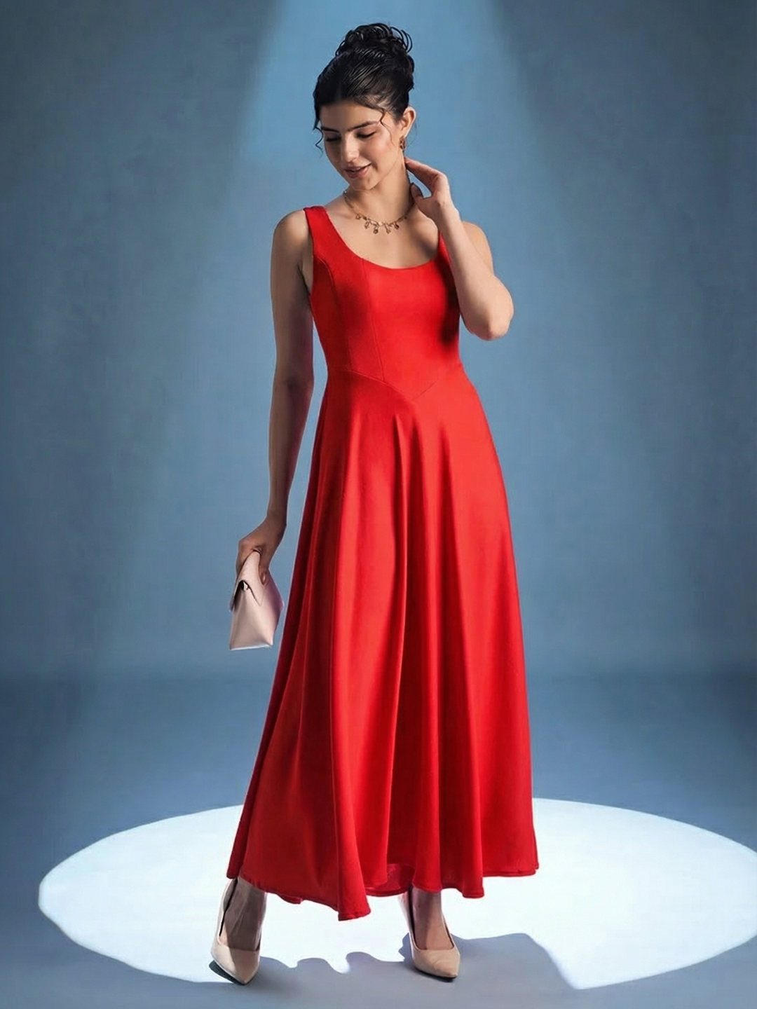 Stretchable Corset Fit & Flare Midi Dress - Uptownie