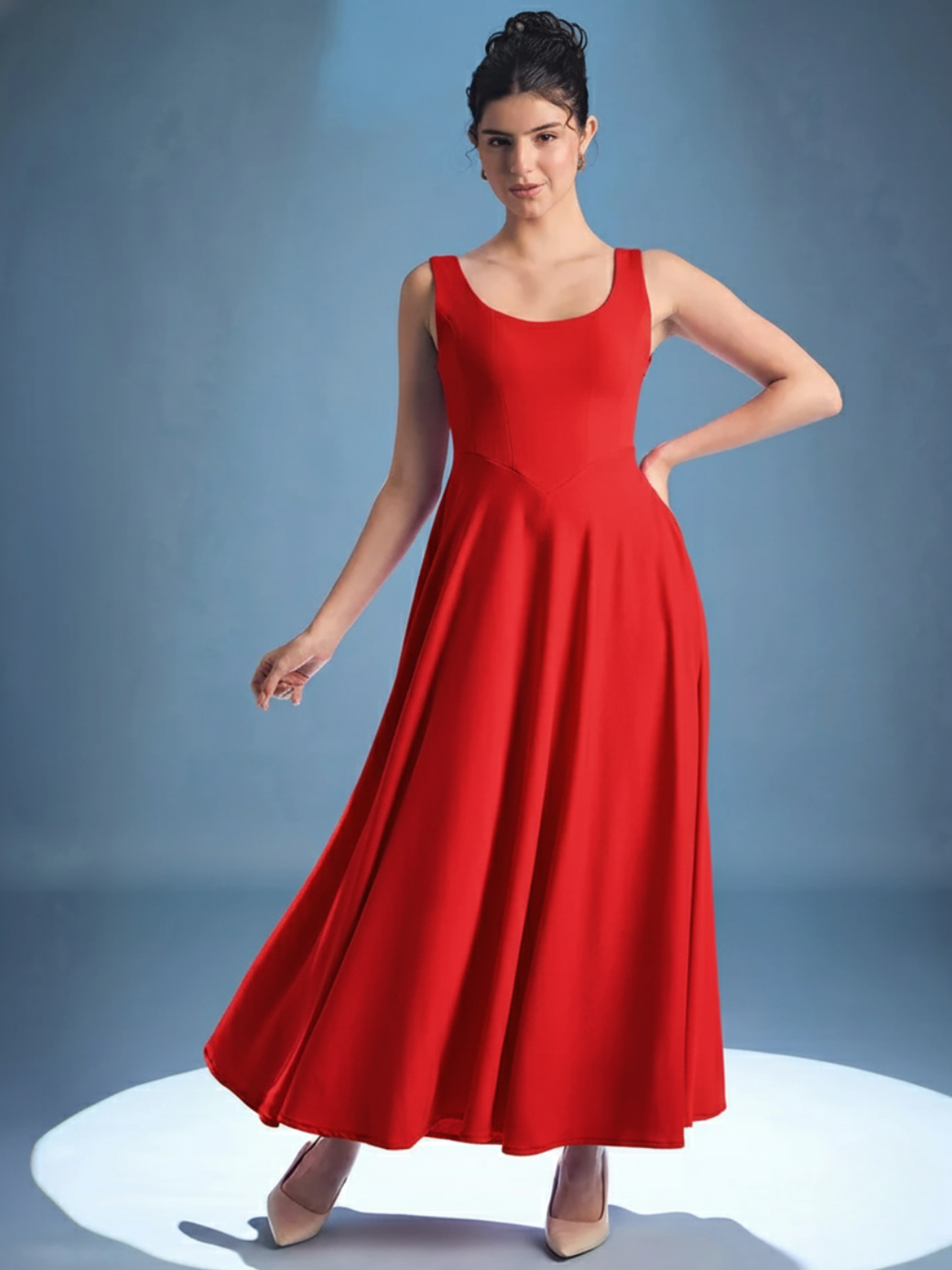 Stretchable Corset Fit & Flare Midi Dress - Uptownie