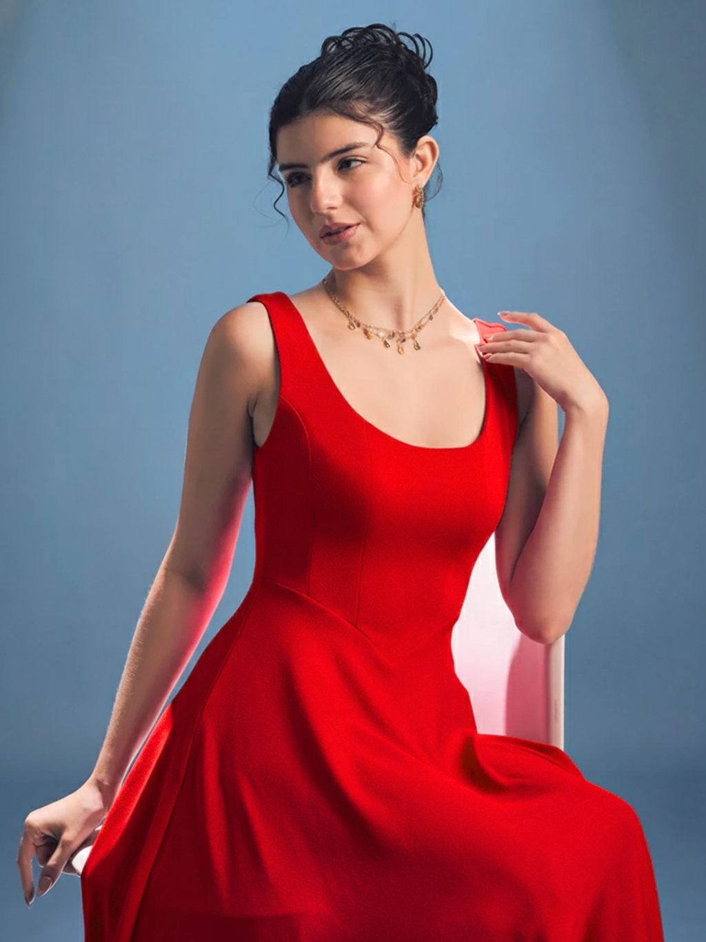 Stretchable Corset Fit & Flare Midi Dress - Uptownie