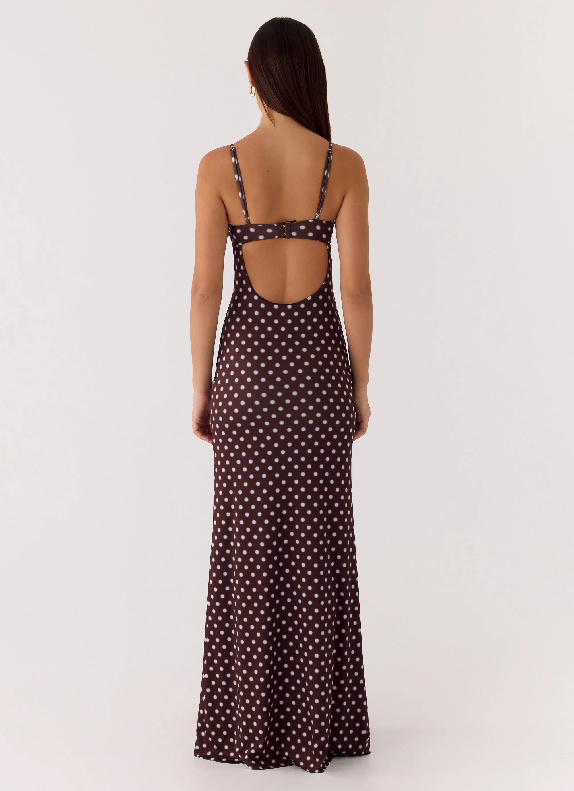 Vamonos Maxi Dress - Chocolate Blue Dot