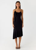 Tranquility Asymmetric Midi Dress - Black