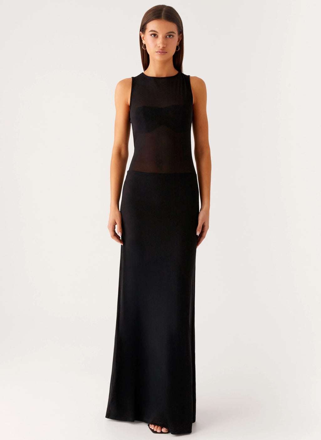 lyria Mesh Maxi Dress - Black