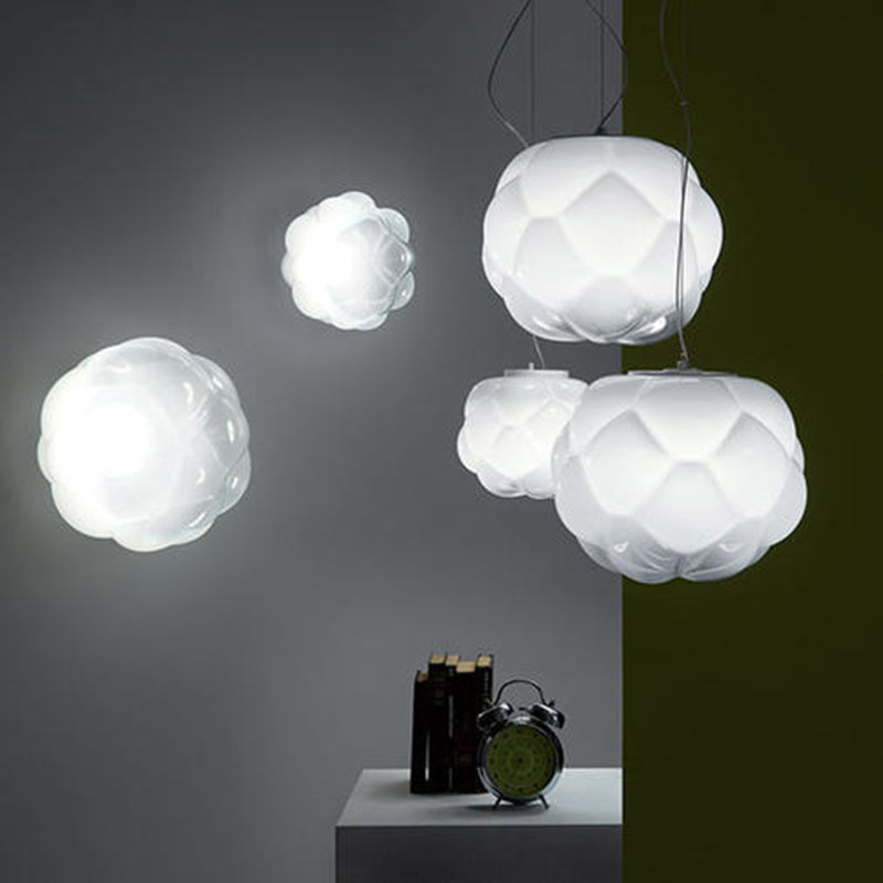 1-Light Modern Unique Geometric  Light, Pendant Lighting with Cloud-Shaped Glass Shade