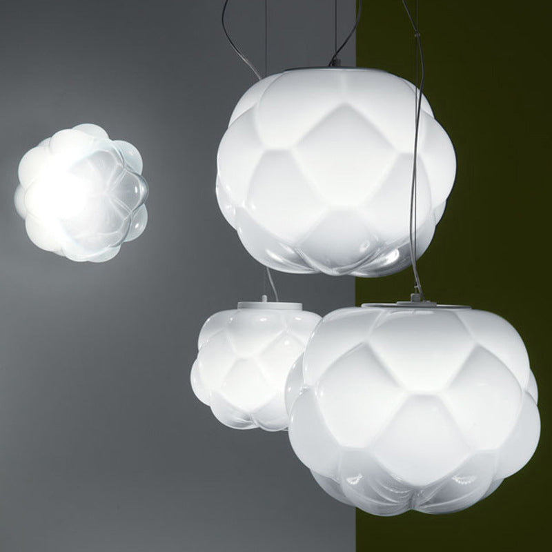 1-Light Modern Unique Geometric  Light, Pendant Lighting with Cloud-Shaped Glass Shade