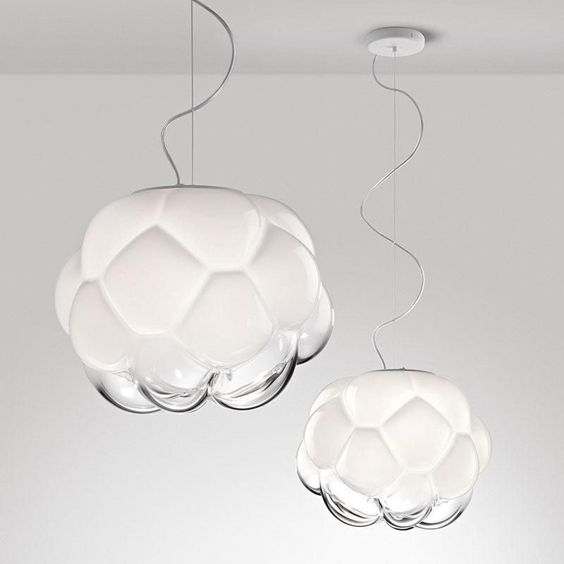 1-Light Modern Unique Geometric  Light, Pendant Lighting with Cloud-Shaped Glass Shade