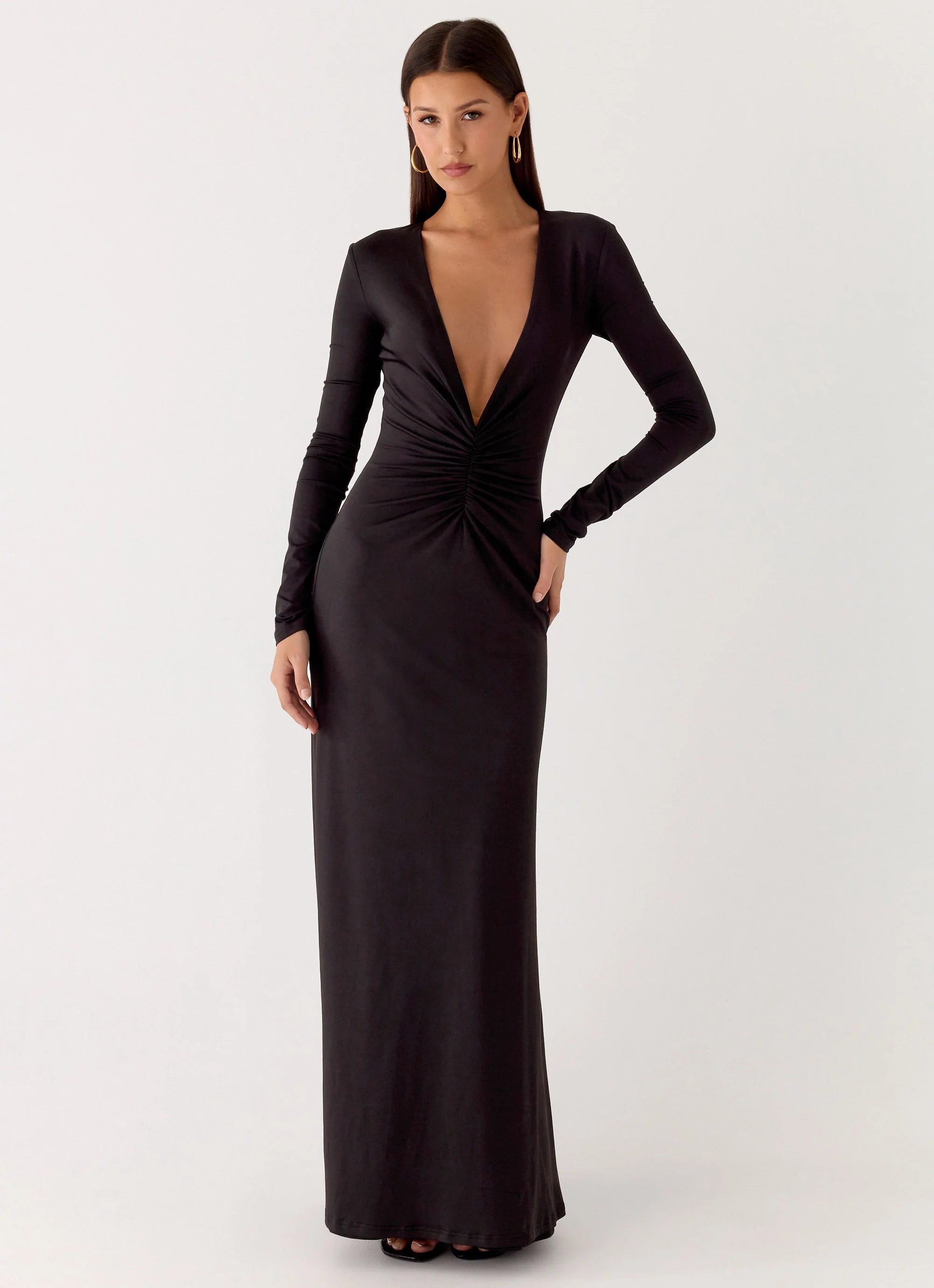 Palm Haze Maxi Dress - Black