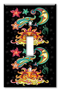 Decorative Printed Switch Plate - Electrical Switch Cover Wall Plate by Art Plates - Colorful Sun, Stars and Moon