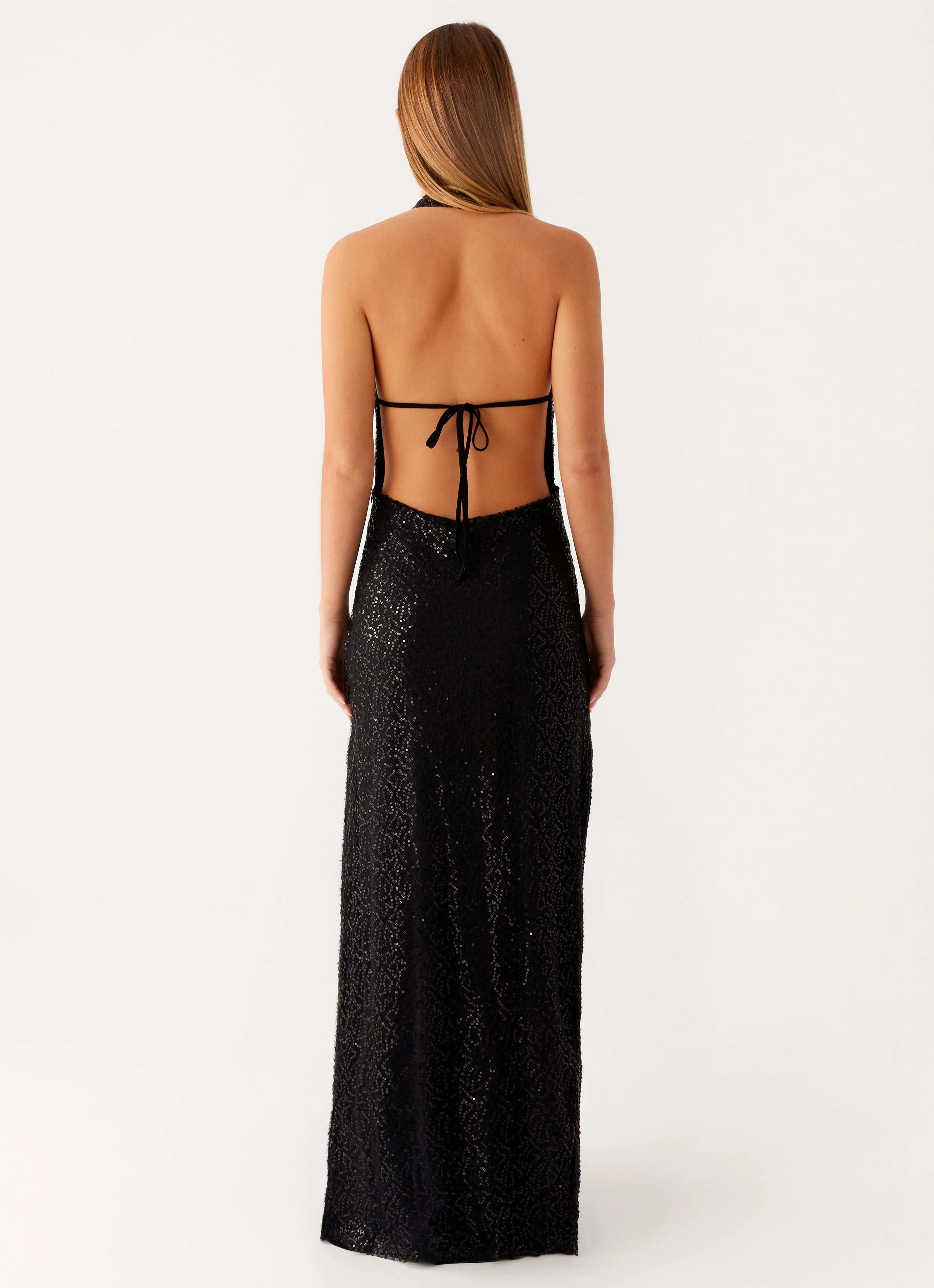 Empire Sequin Maxi Dress - Black
