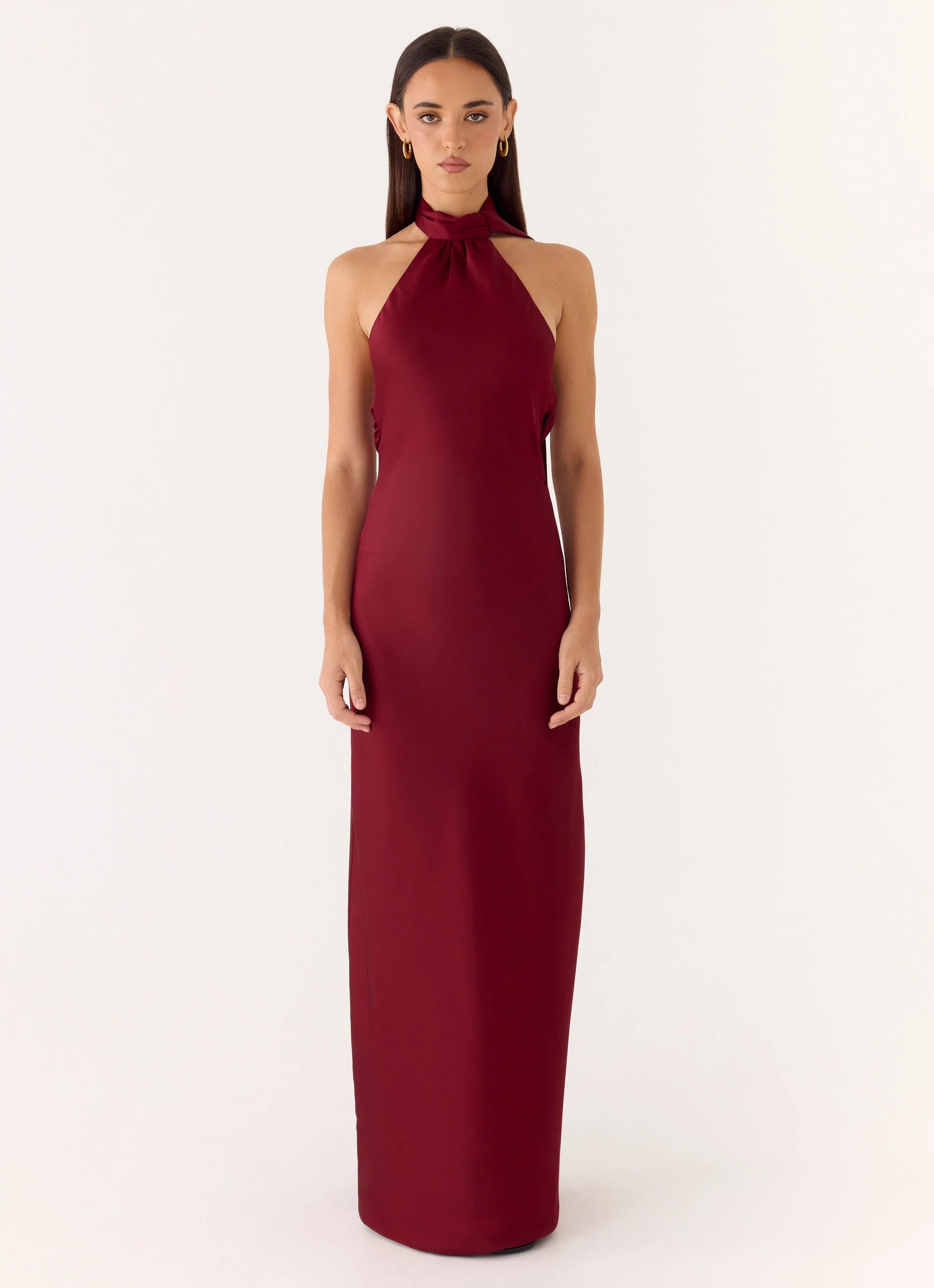 Keena Scarf Maxi Dress - Merlot