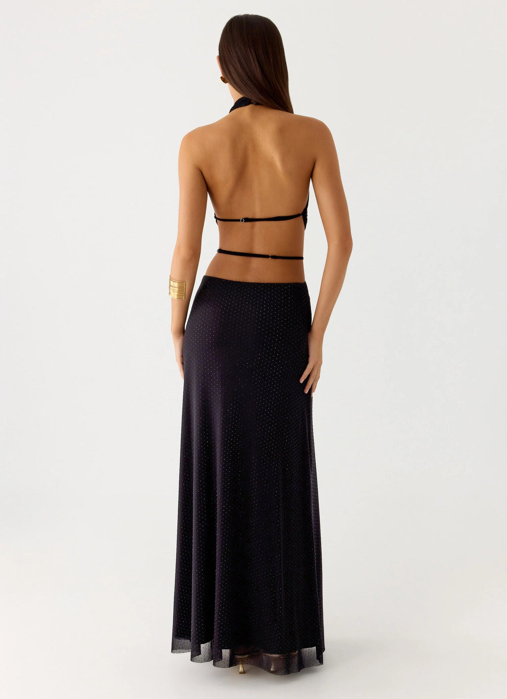 Astraeus Beaded Sequin Maxi Dress - Black