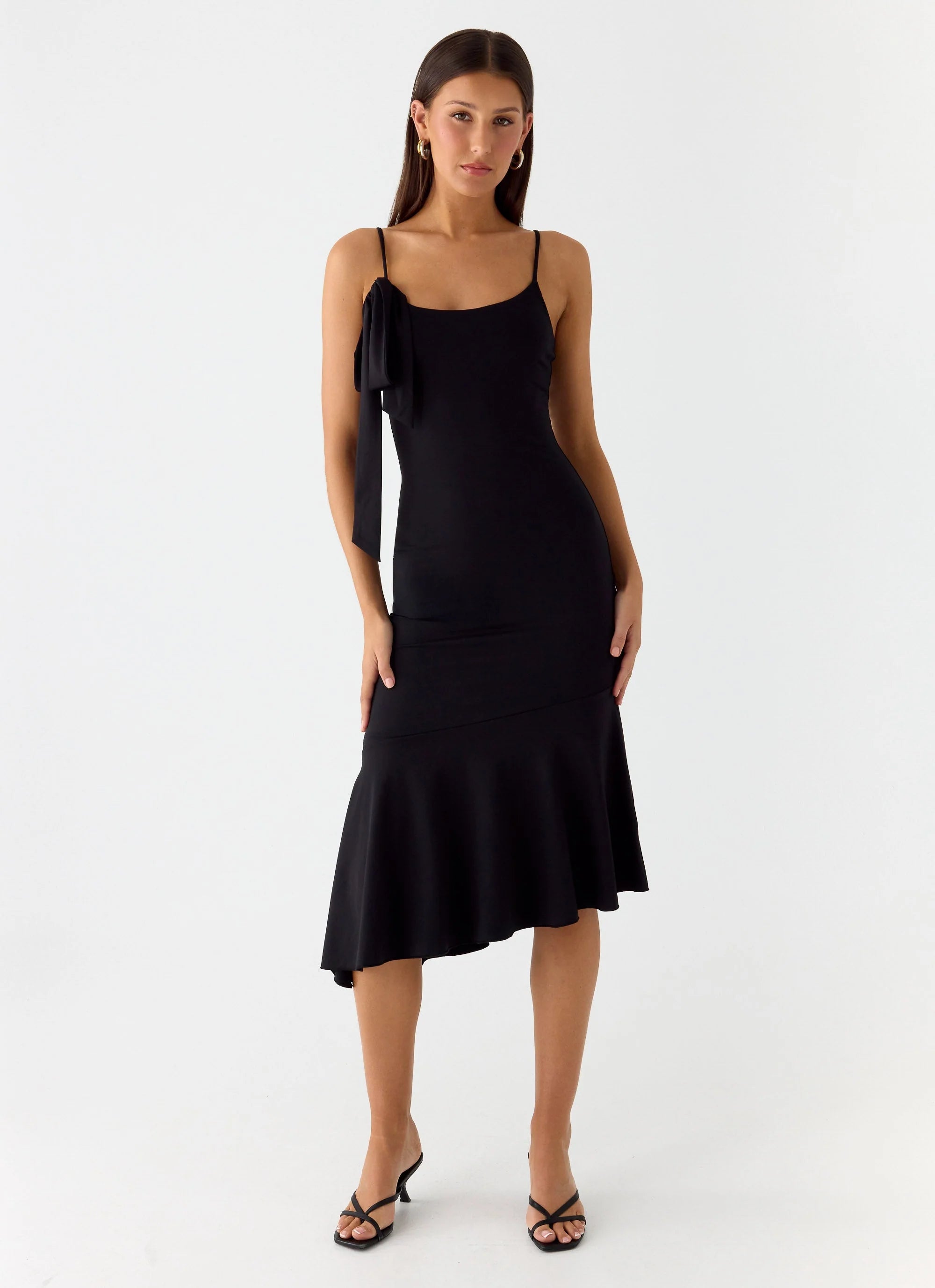 Tranquility Asymmetric Midi Dress - Black