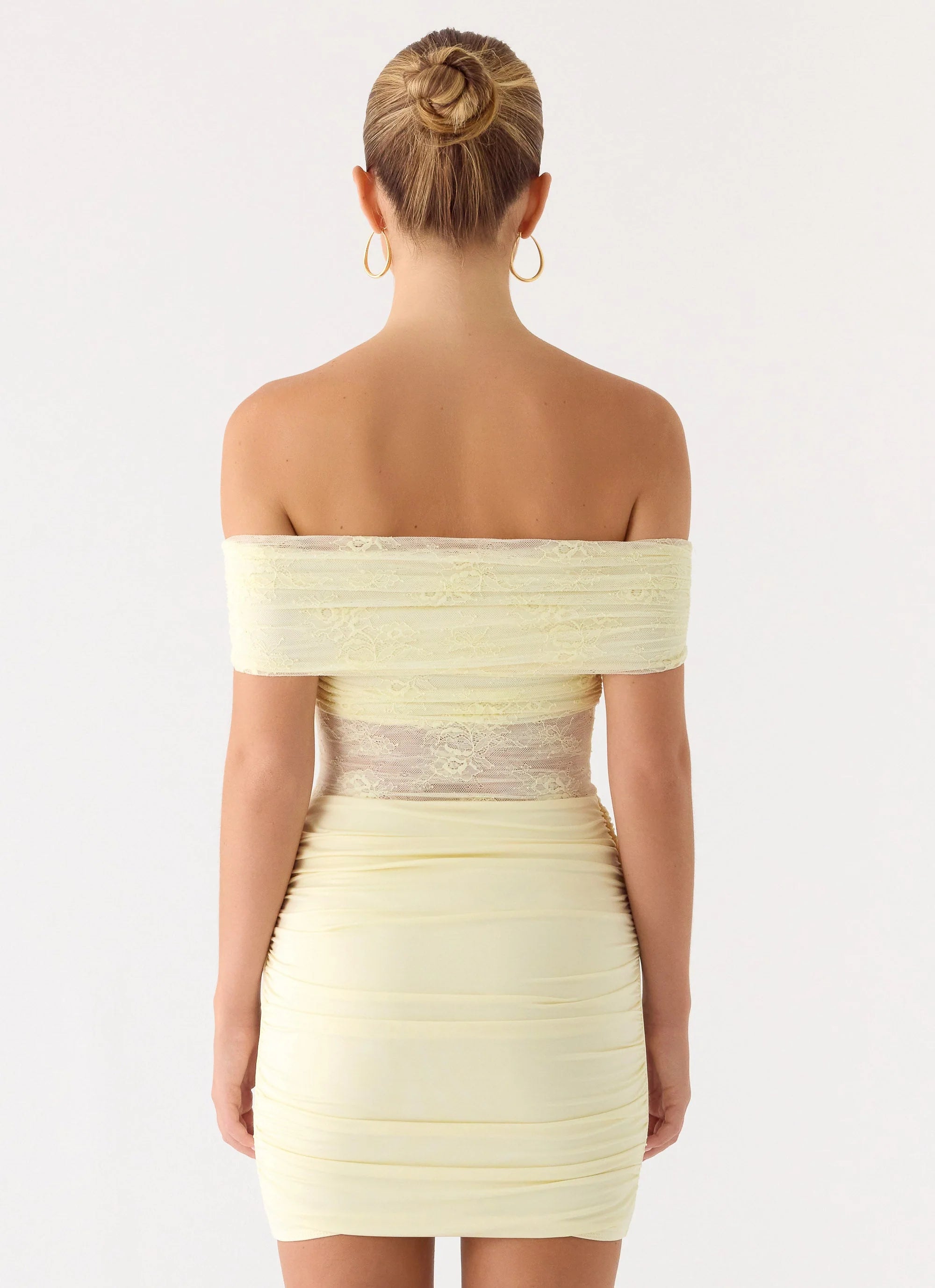 Either Way Off Shoulder Mini Dress - Yellow