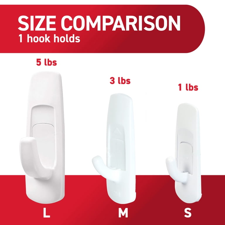 Command Large Utility Hooks, White, Damage Free Decorating, 6 Hooks and 12  Command Strips
