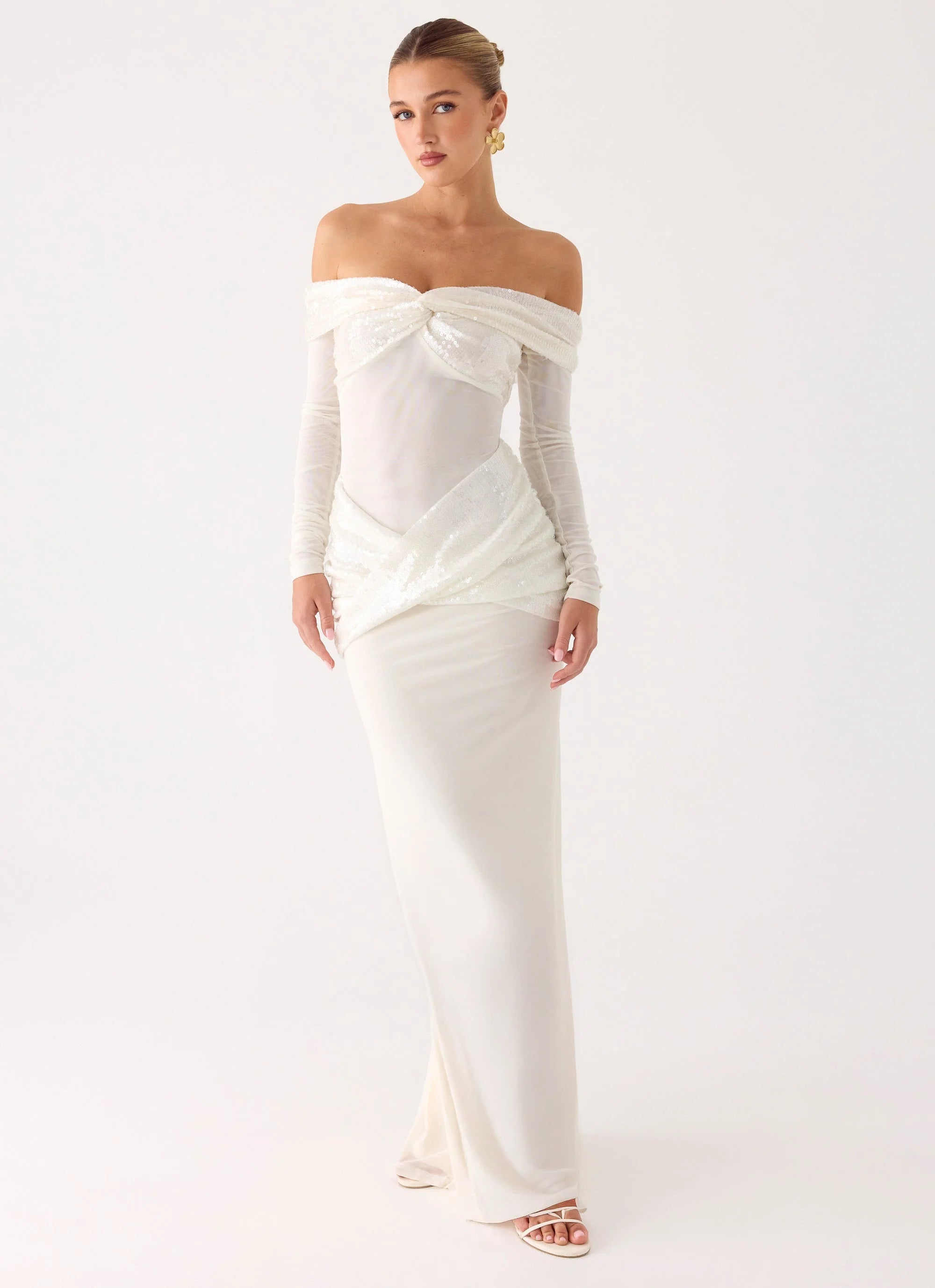 Over To You Sequin Maxi Dress - White