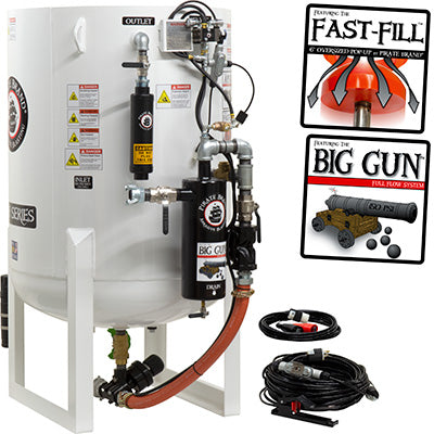 Abrasive Blast Pot, Stationary, 20.0 cu. ft. (570 L), Pressure Hold, Electric, Single Outlet, w/Cord-Mounted Abrasive Cut-Off