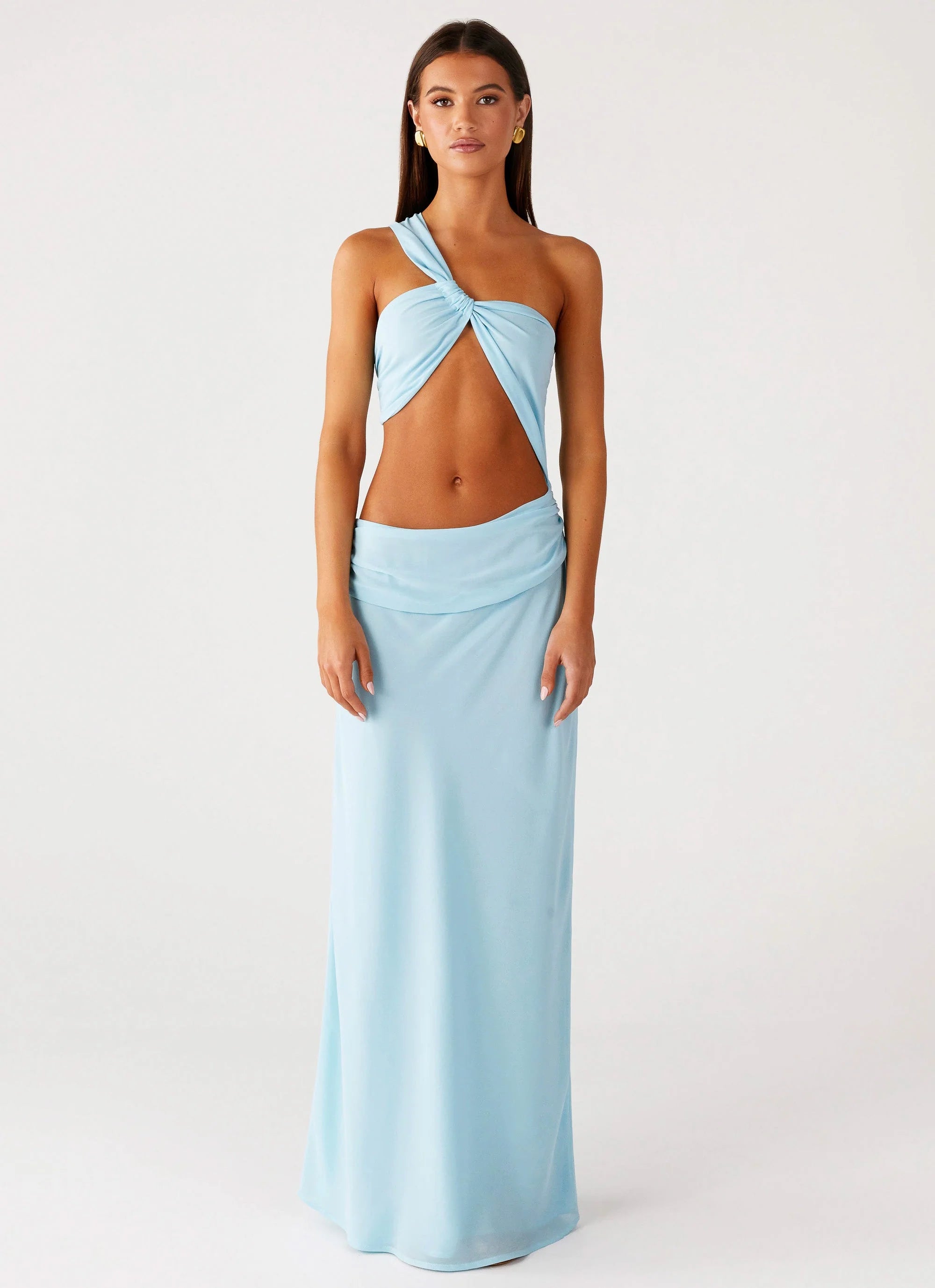 Cindelle One Shoulder Maxi Dress - Turquoise