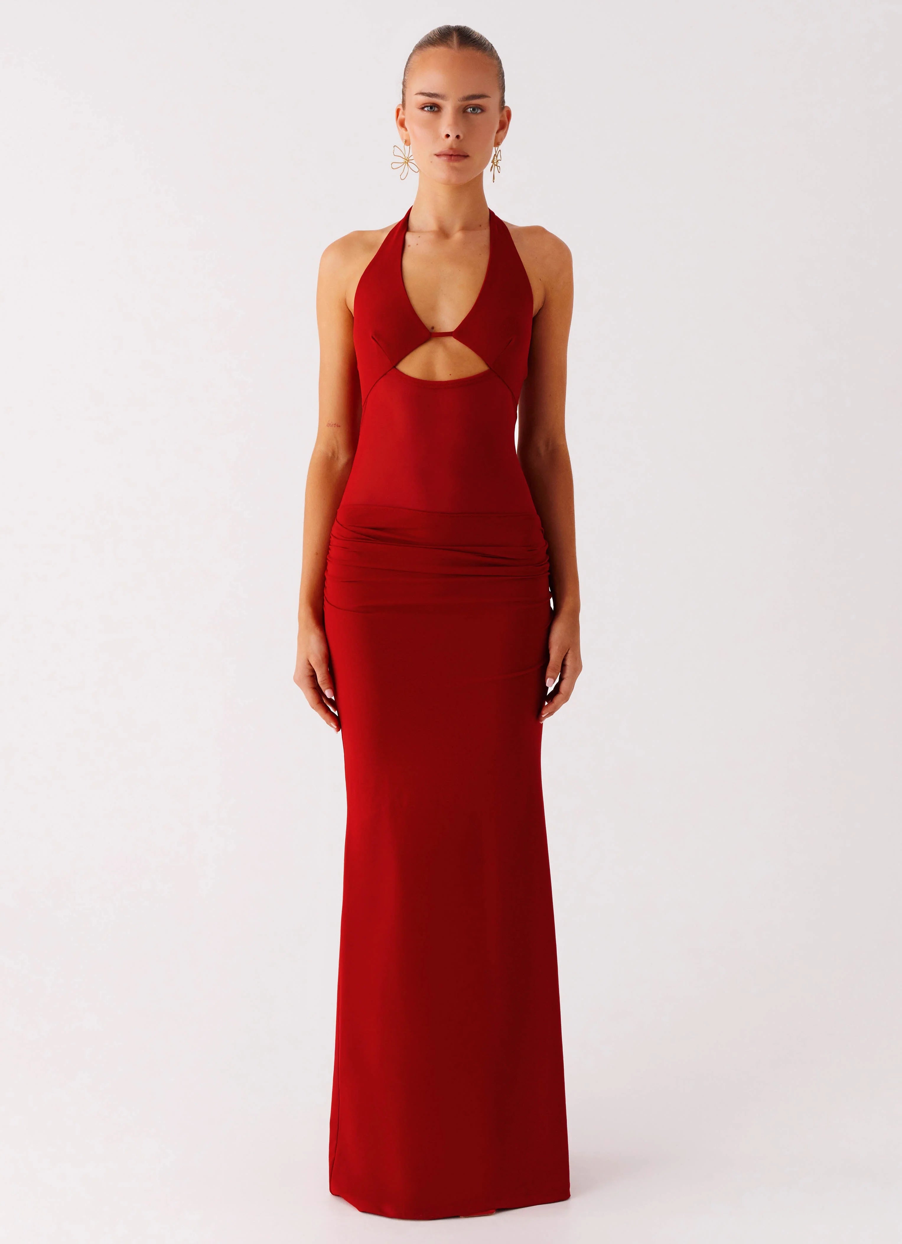 Billen Halter Maxi Dress - Red