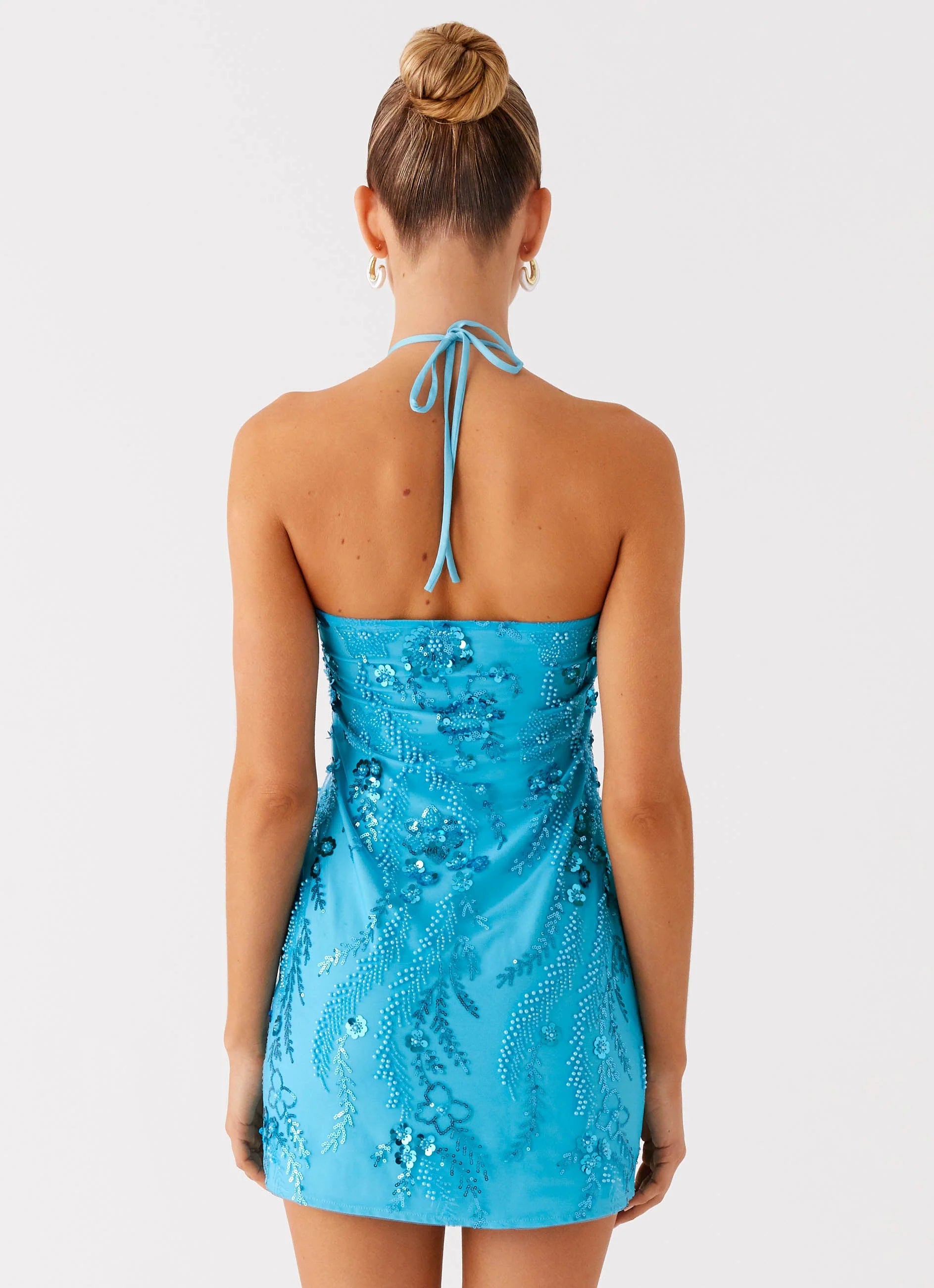 Bebe Beaded Mini Dress - Royal Blue