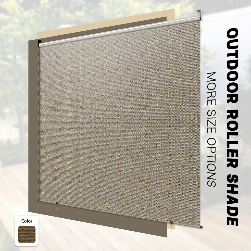 YODOLLA Outdoor Roller Shade, 6"(W) x6(H) Sun Shade Cover Canopy with 99% UV Protection, 220GSM HDPE Exterior Cordless Roll Up Shade Blinds Privacy Screen for Patio, Pergola, Gazebo, Mocha