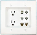 RiteAV Recessed Duplex Receptacle Outlet 2 CAT6 3 COAX PHONE Wall Plate White