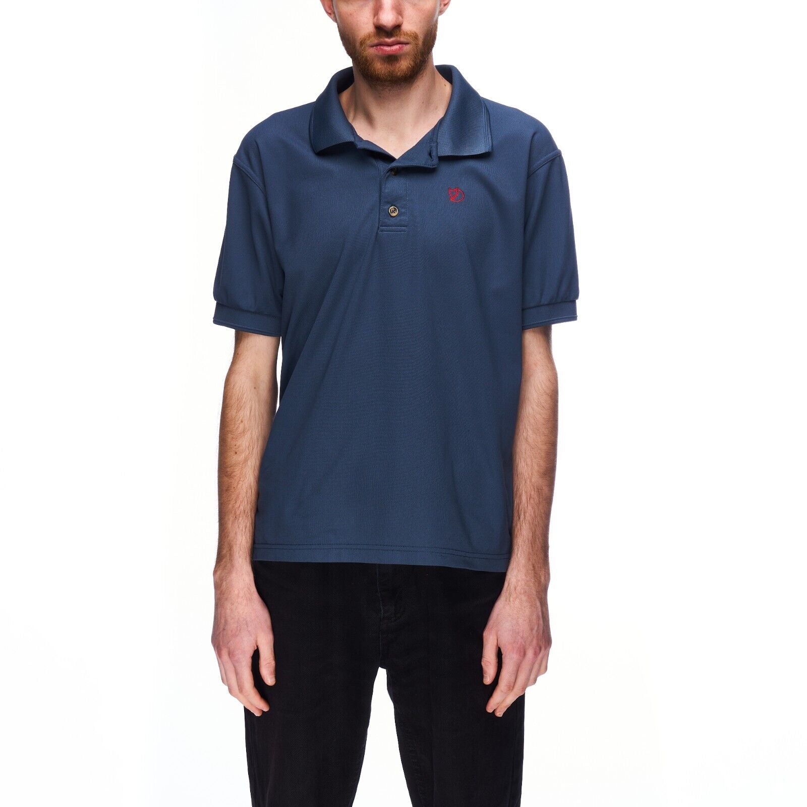 FJALLRAVEN Crowley Pique Polo Shirt Blue Men's Short Sleeve Top Size M