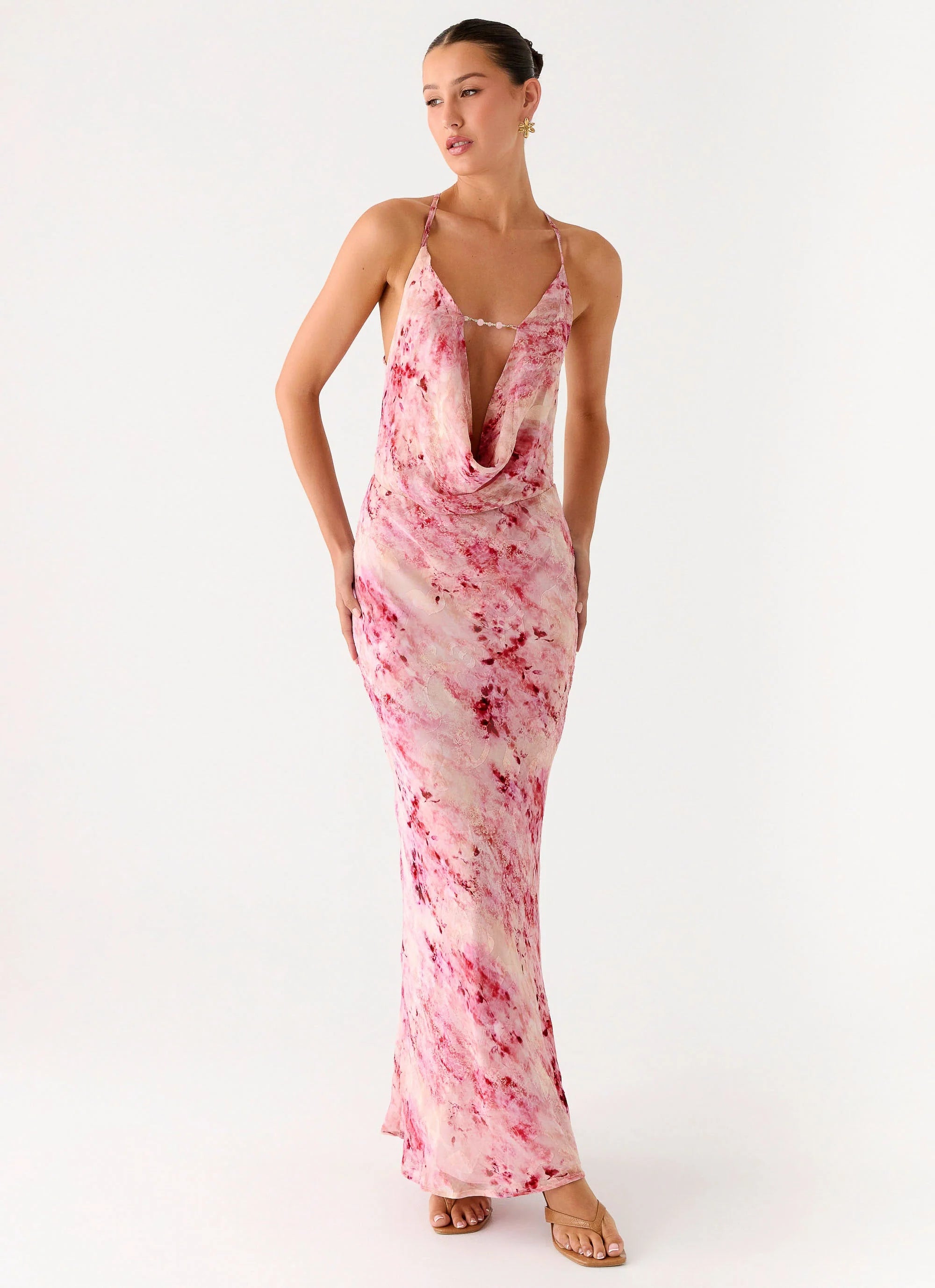 Pure Heart Cowl Maxi Dress - Pink