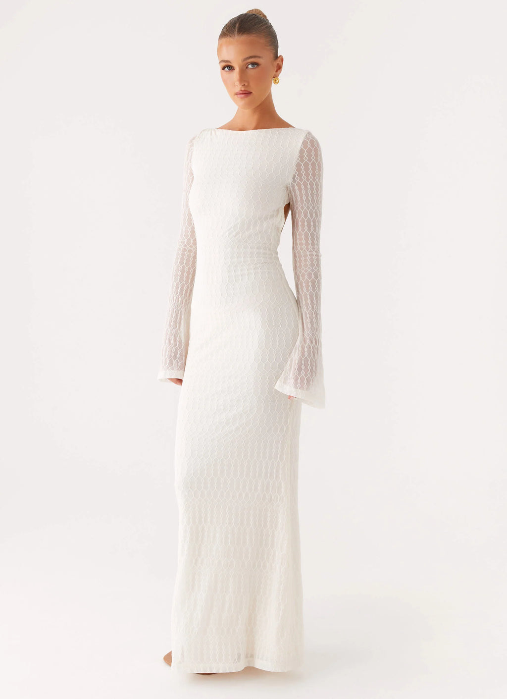 Ethereal Long Sleeve Maxi Dress - Ivory