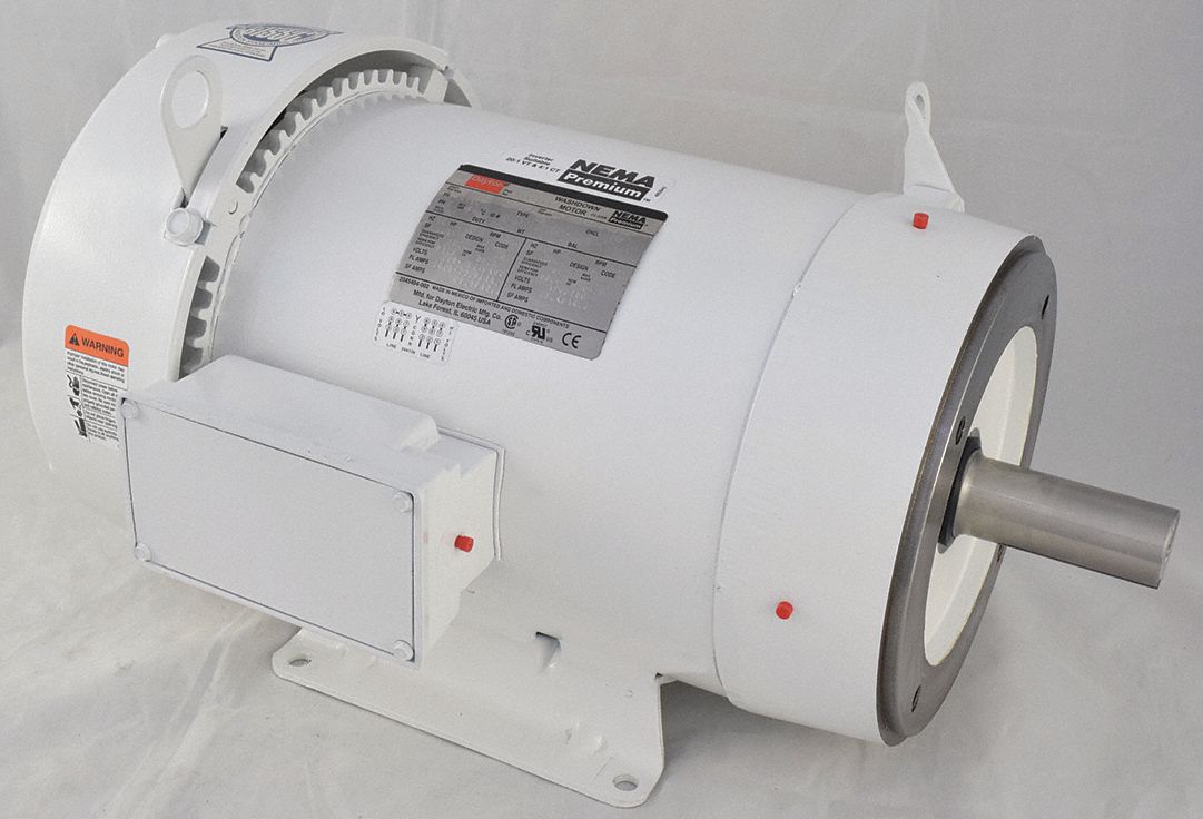 Dayton 10 HP Washdown Motor,3-Phase,1760 Nameplate RPM,230/460 Voltage,Frame 215TC - 5XAV1BG