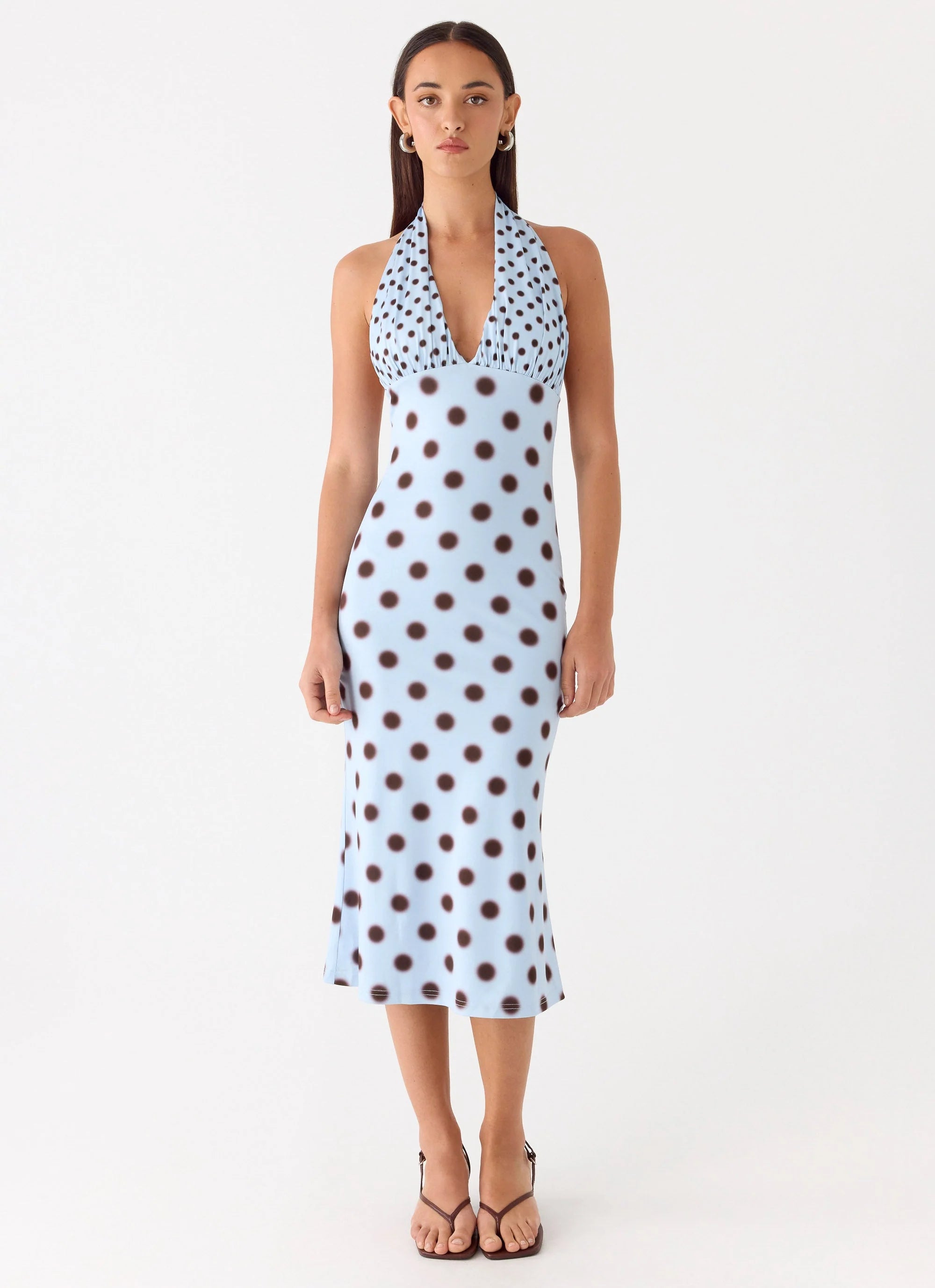 Awuku Midi Dress - Blue Mocha Dot
