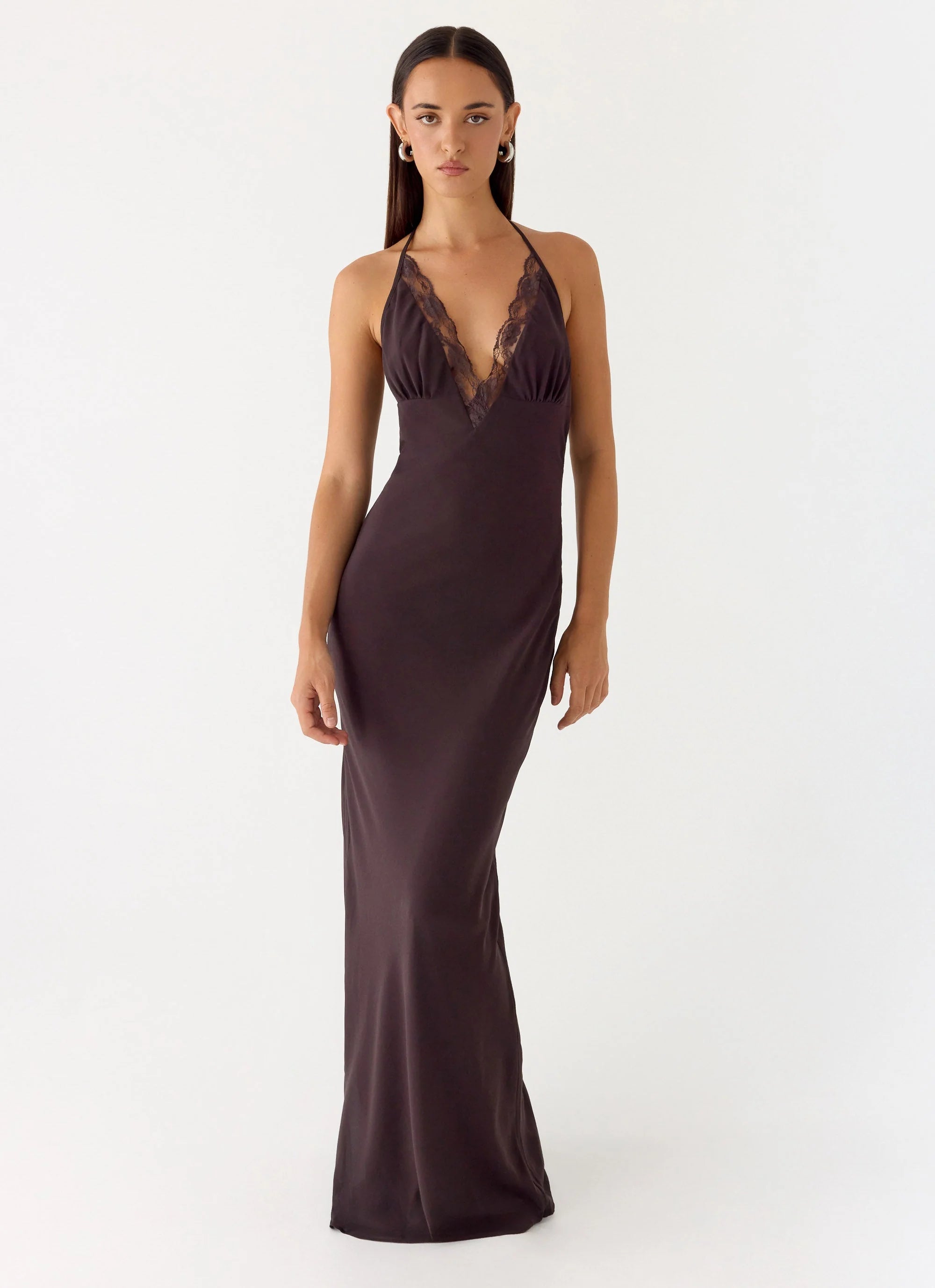Indya Halter Maxi Dress - Chocolate