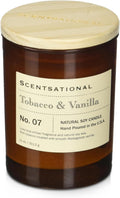 Scentsational Apothecary Tobacco & Vanilla Candle – 11 Oz Hand-Poured Soy Wax Jar Candle – Non-Toxic Luxury Candles for Home Décor & Relaxation – Warm Vanilla & Tobacco Scented Candles